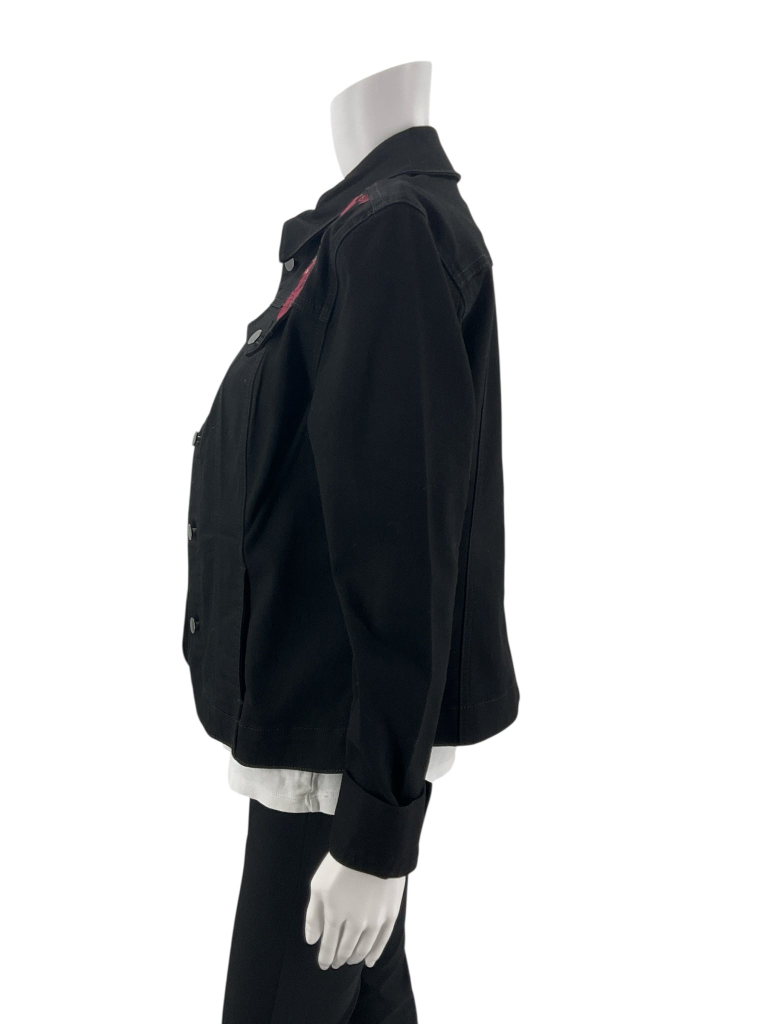 Charter Club Black/Maroon Floral Pre-Owned Ladies Jacket - Size Small