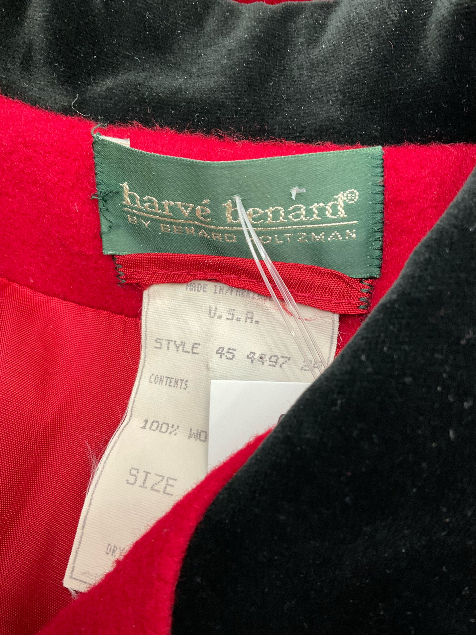 Harve Benard by Bernard Holtzman red/black Maxi Coat, Overcoat, Chesterfield, Double Breasted Vintage Harve Benard Red Wool Maxi Coat Black Velvet Collar Saks USA Sz 4 - Size 4