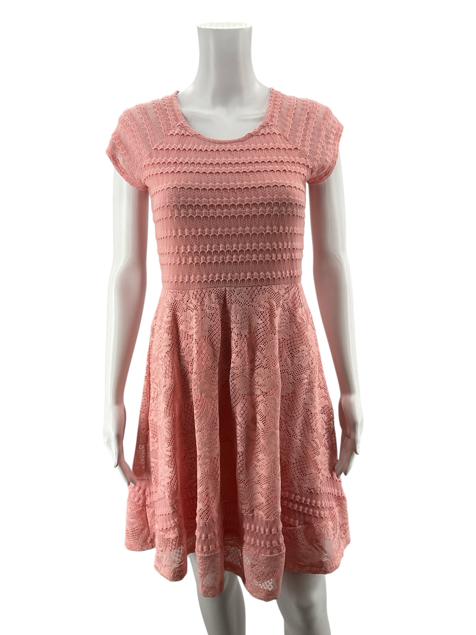NY Collection Petite Lace Fit & Flare Dress Blush Pink Size PXS