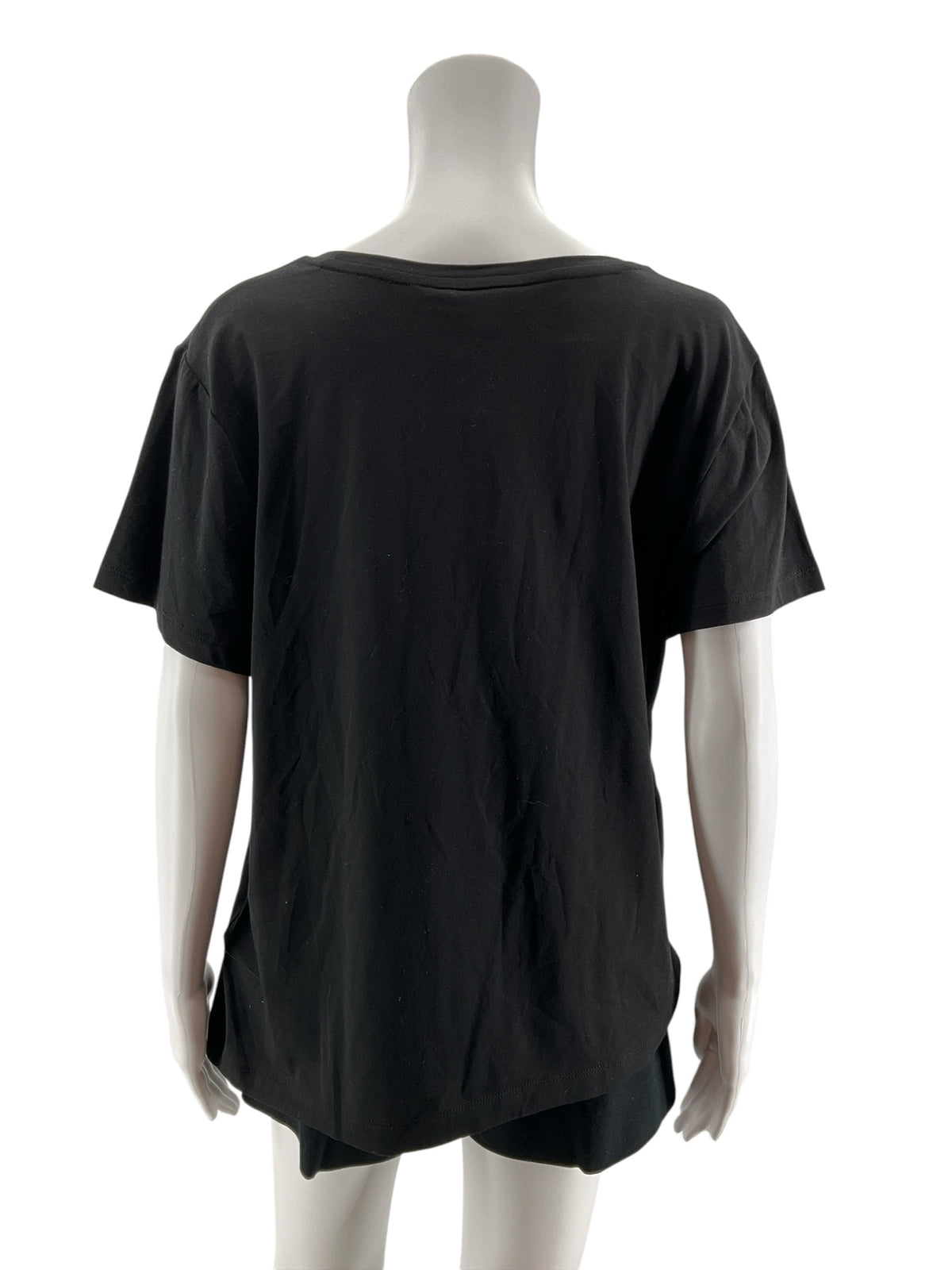 DKNY Metallic Logo T-Shirt Black Cotton Modal Blend Tee Size XL NWT - ONLINE ONLY
