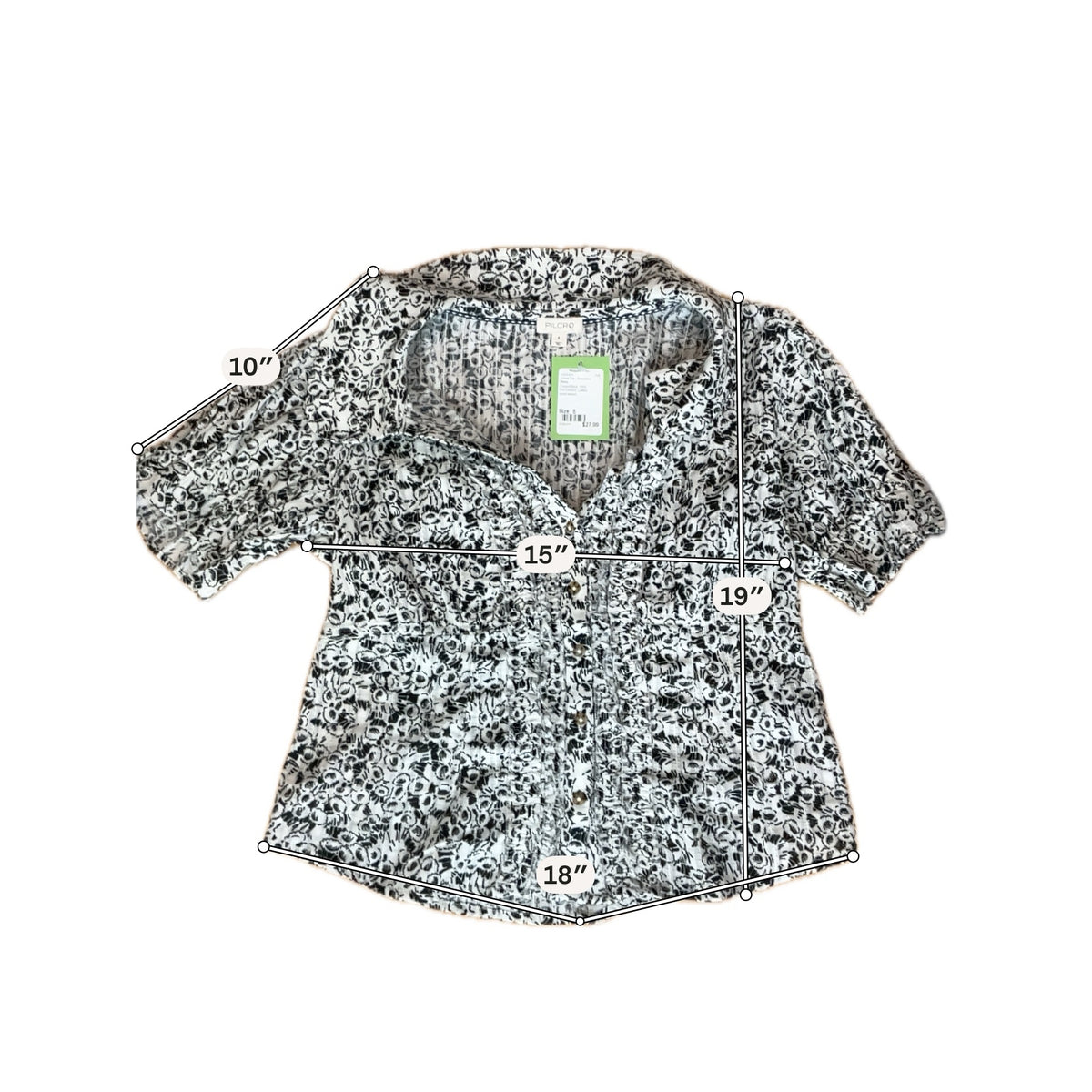 Pilcro Ruffled Floral Peplum Blouse Cream Black Print Cotton Top Size Small - ONLINE ONLY