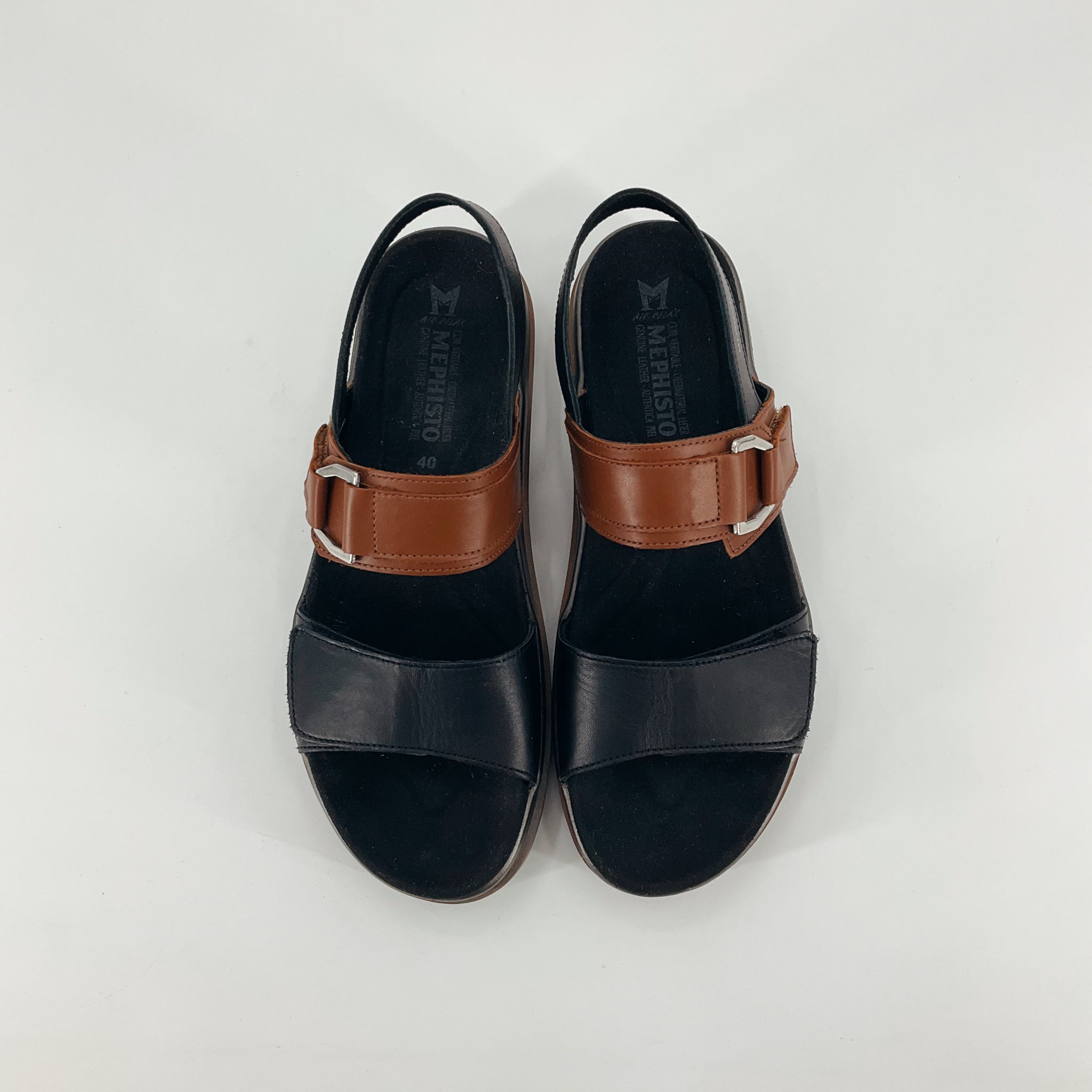 Mephisto Lissandra Two-Tone Leather Platform Sandals EU 40 US 9.5-10