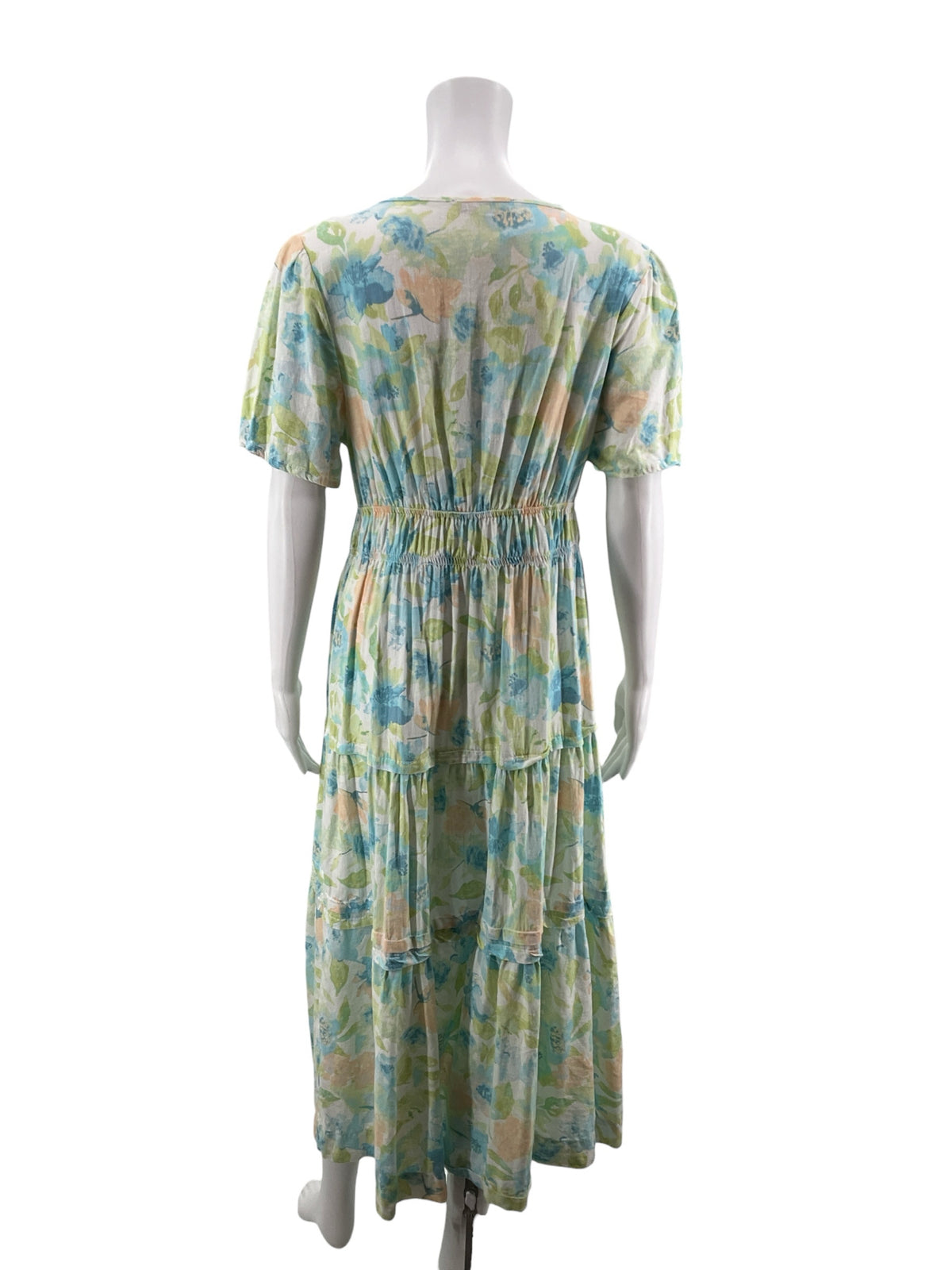Casa Cabana Size M white/peach/aqua Floral Pre-Owned Ladies Dress - ONLINE ONLY