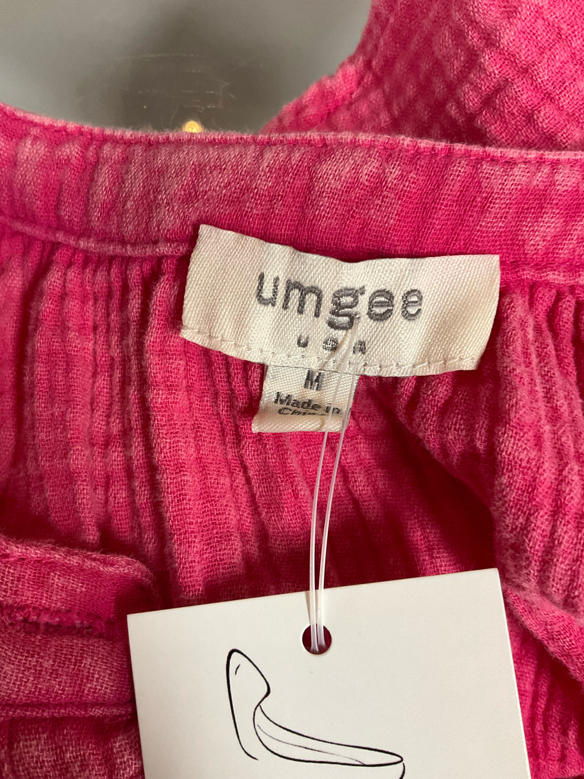 Umgee Pink Cotton Gauze Tiered Button-Front Boho Midi Dress Size Medium - ONLINE ONLY