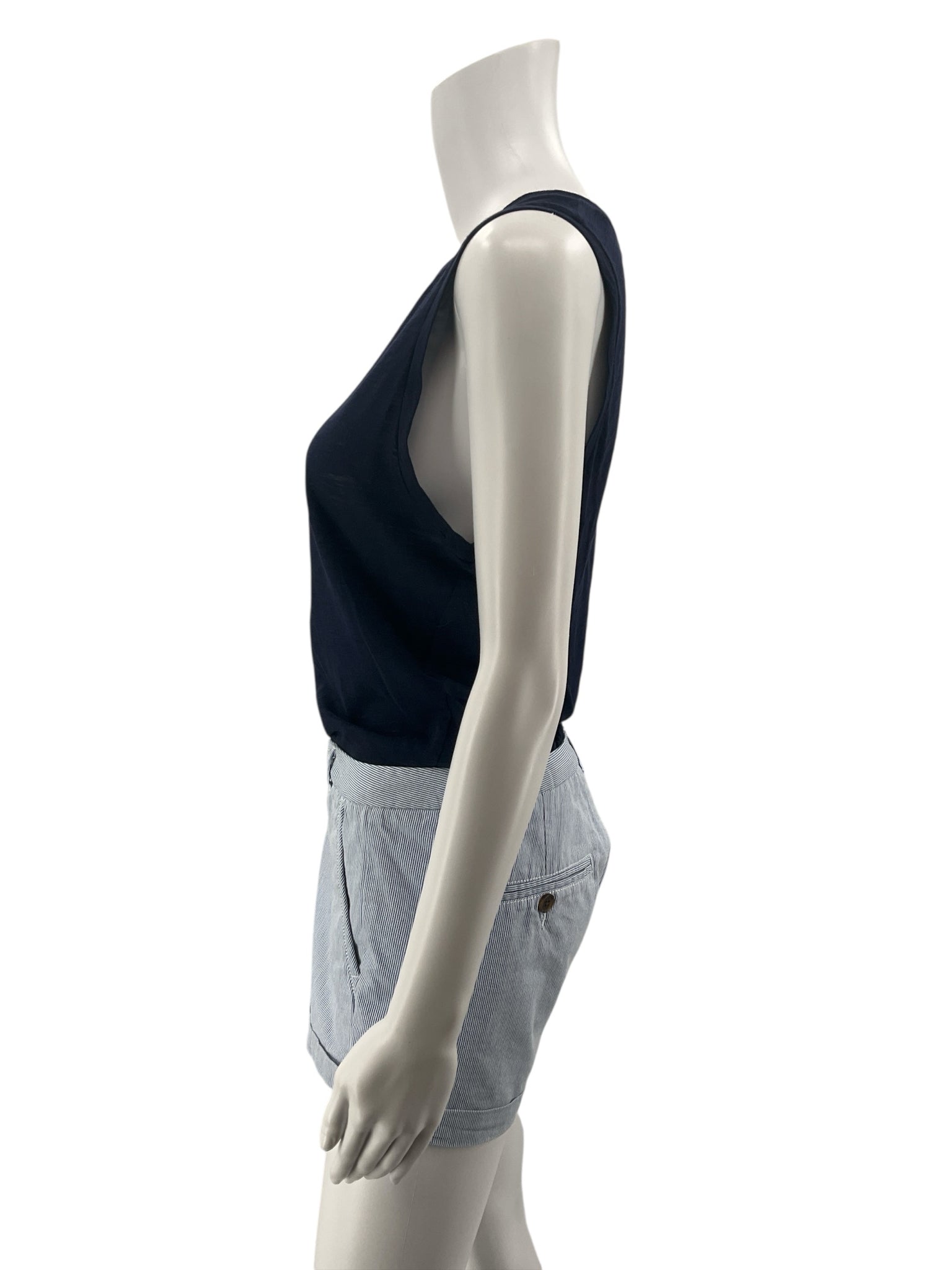 Goldie Lewinter Navy Pima Cotton Muscle Tank Top Size Medium