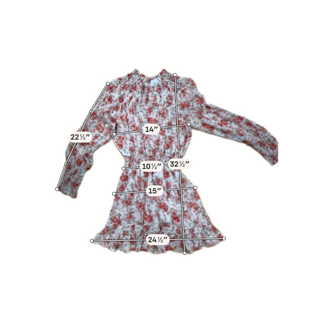 MISA Cream/red Mini Los Angeles Savanna Floral Smocked Mini Dress Cream Red Size Small - Size S