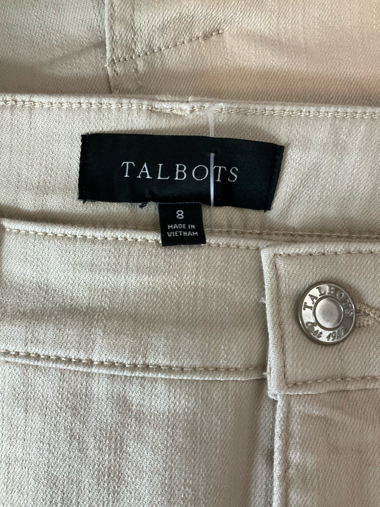 Talbots Khaki Stretch Cotton Blend 5-Pocket Pencil Skirt Size 8