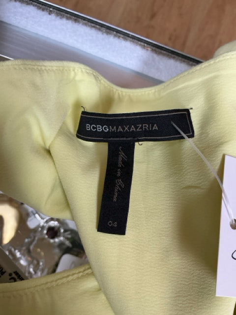 BCBGMAXAZRIA Leona V-Neck Peplum Sheath Dress Yellow Citrine Size 4