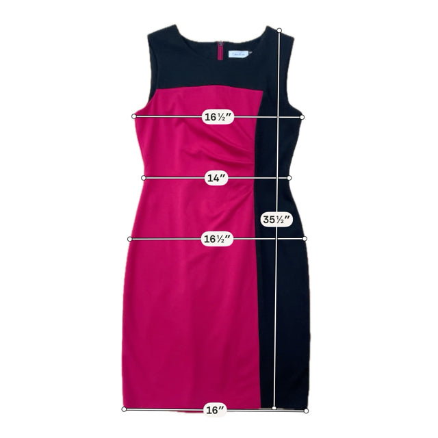 Calvin Klein black/fuschia Sheath Colorblock Sheath Dress Fuchsia & Black Size 8 - Size 8
