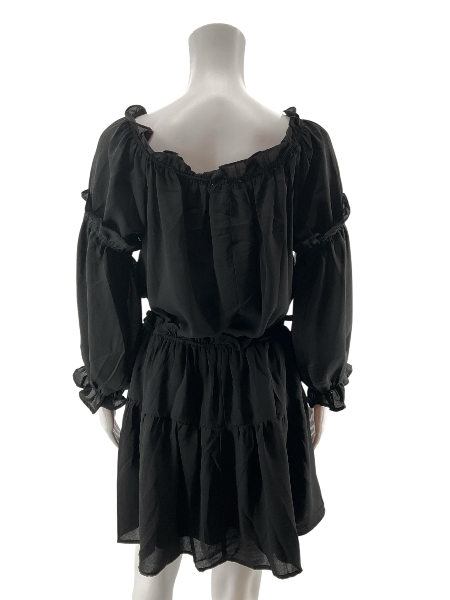 Hyfve Black Off Shoulder Boho Mini Dress Size Large