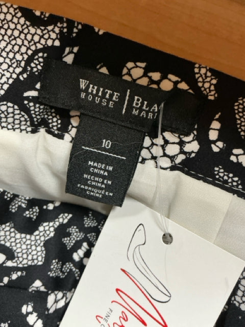 White House Black Market Size 10 Black/White Print Pre-Owned Ladies Skirt