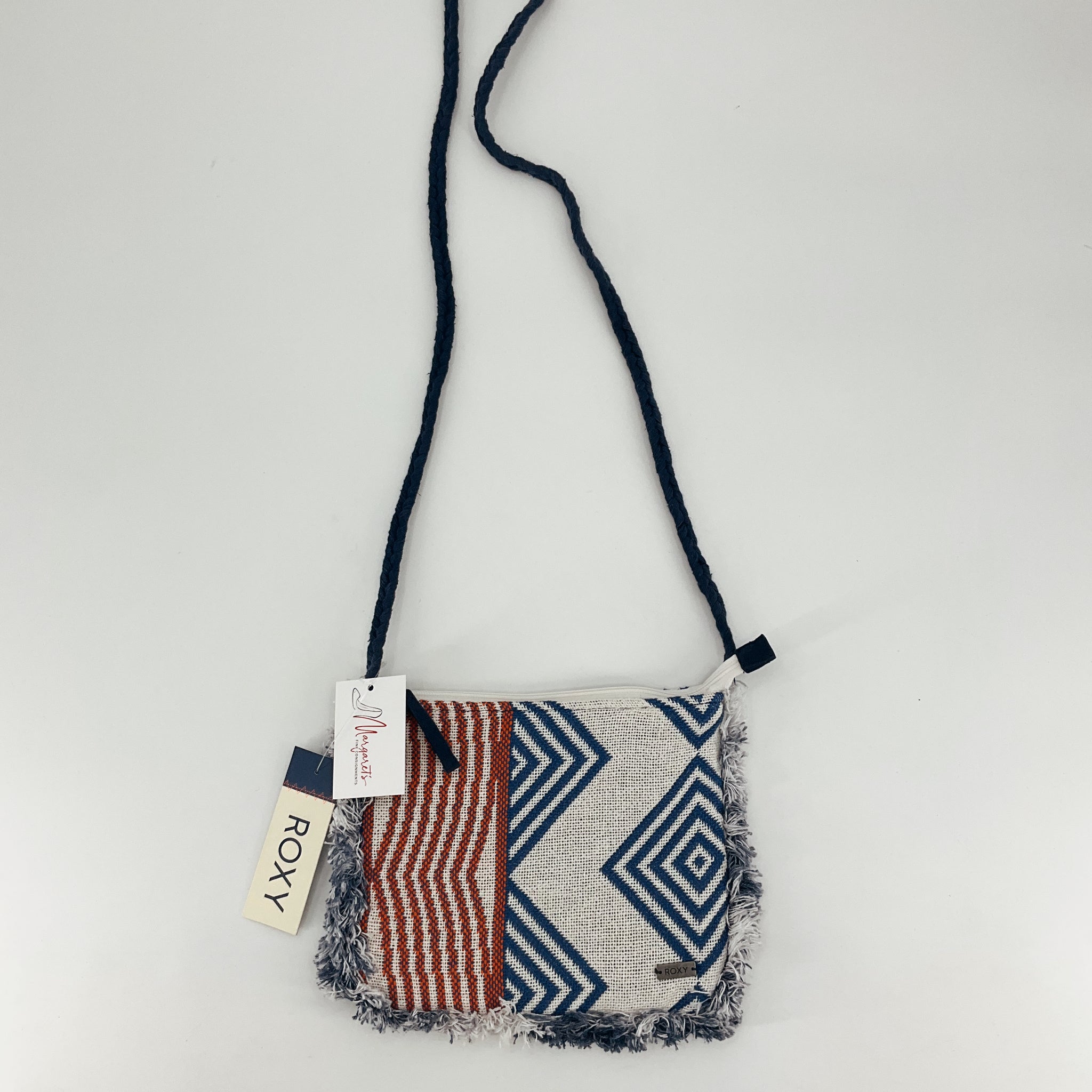 Roxy Cream/Blue Fringe Pre-Owned Ladies Crossbody Bag