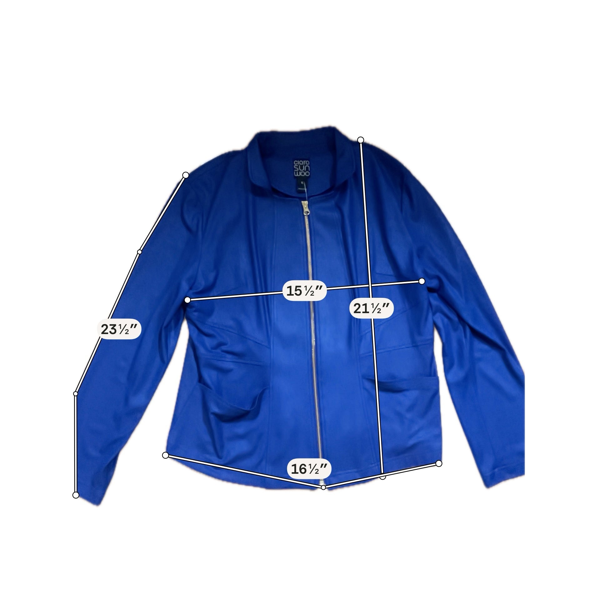 Clara Sunwoo Royal Blue Sueded Knit Full-Zip Jacket | Size XL