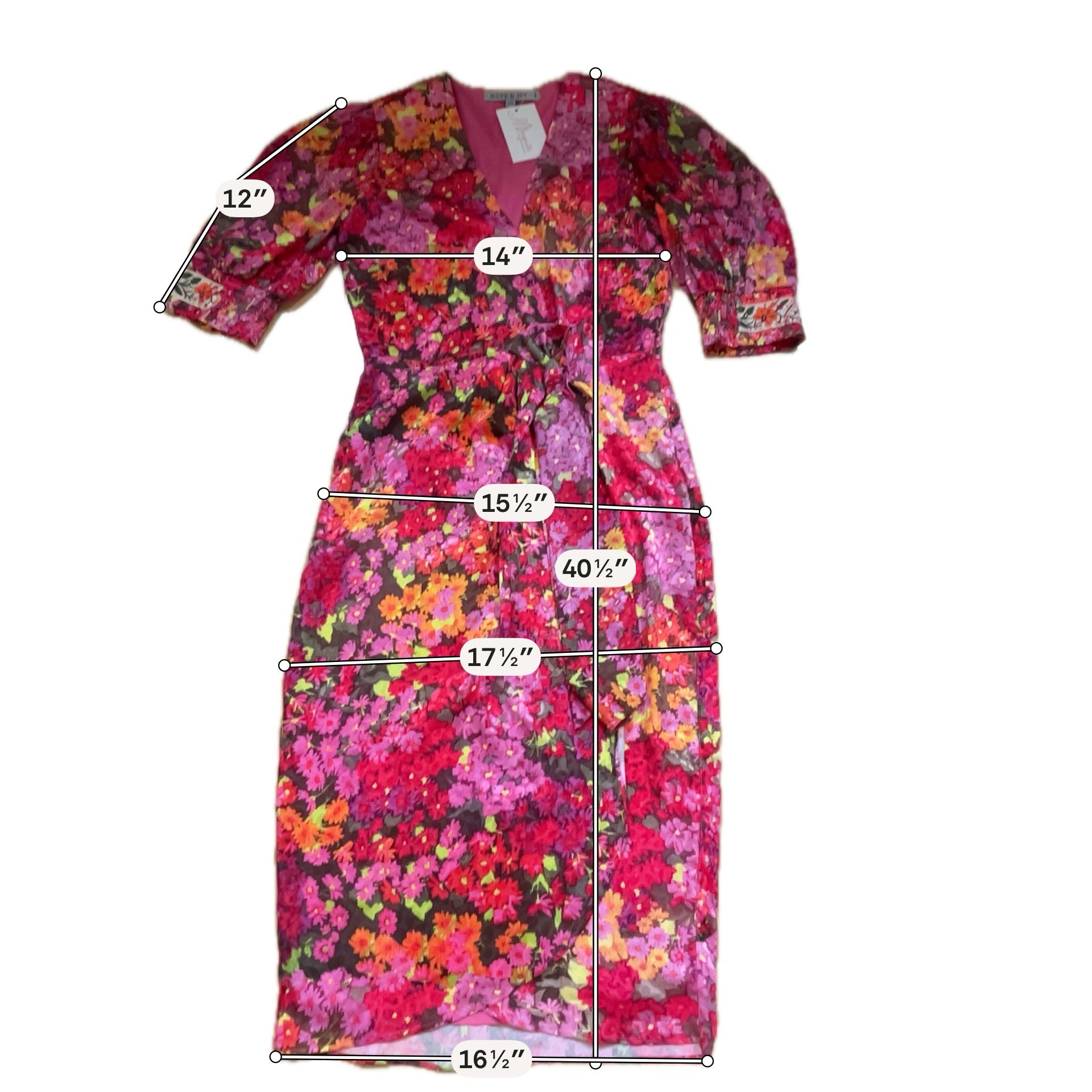 Hope & Ivy Size 8 pink/yellow/green Floral Pre-Owned Ladies Dress