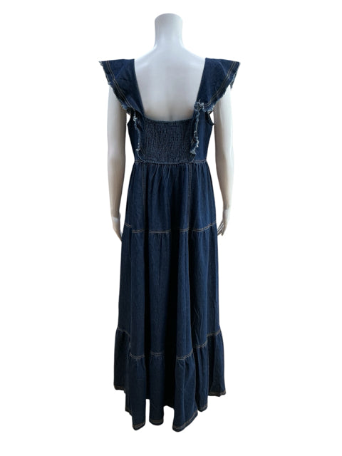 Urban Daizy Ruffled Off-Shoulder Denim Boho Maxi Dress | Size Medium - ONLINE ONLY