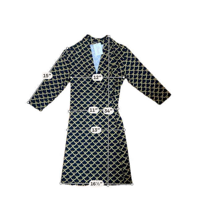 J. McLaughlin Black/Gold Sheath Catalina Cloth Black & Gold Chain Print Ruched Dress Size Small - Size S
