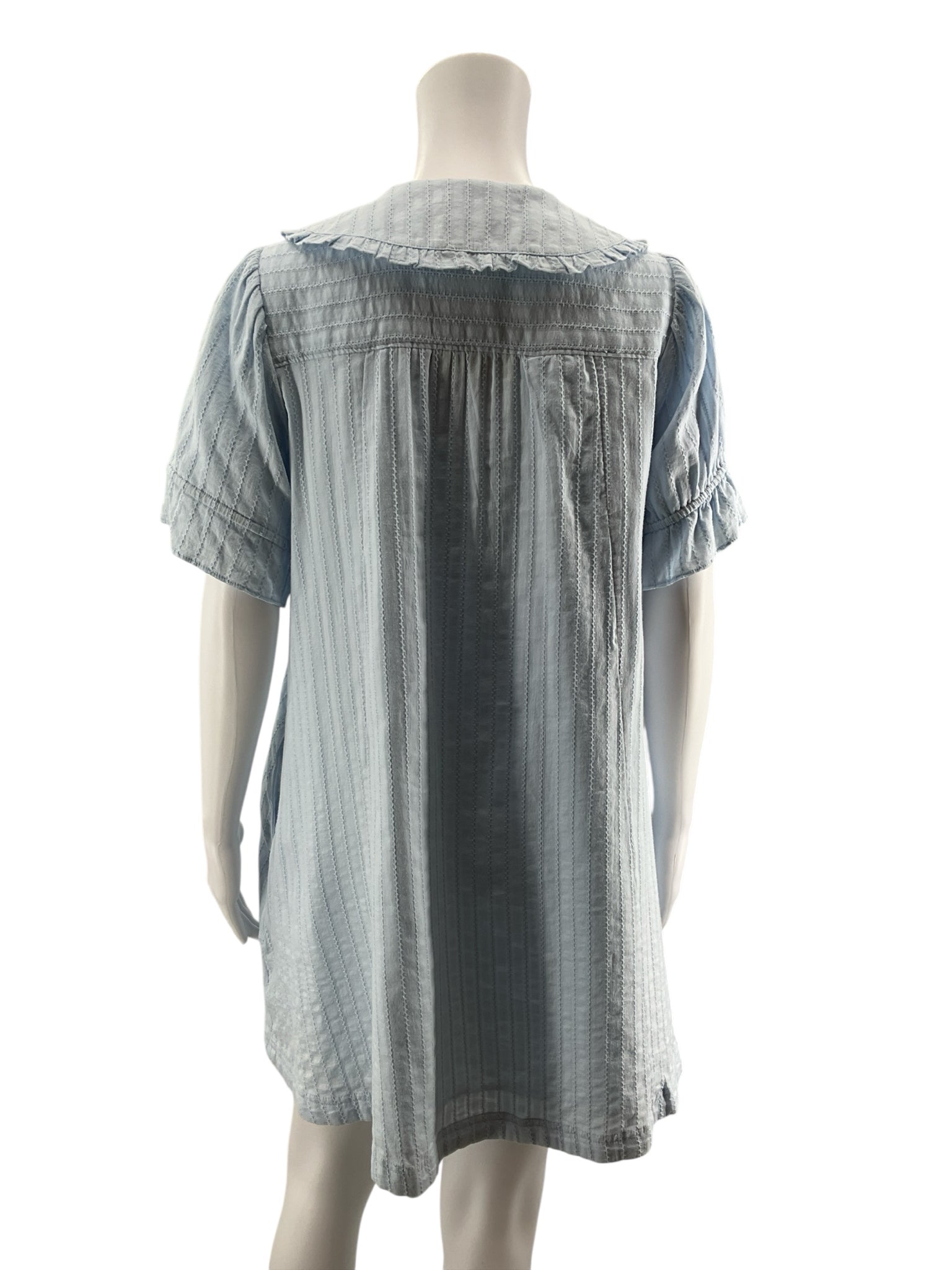 Pilcro Ruffled Babydoll Tunic Dress Blue Cotton Size Small