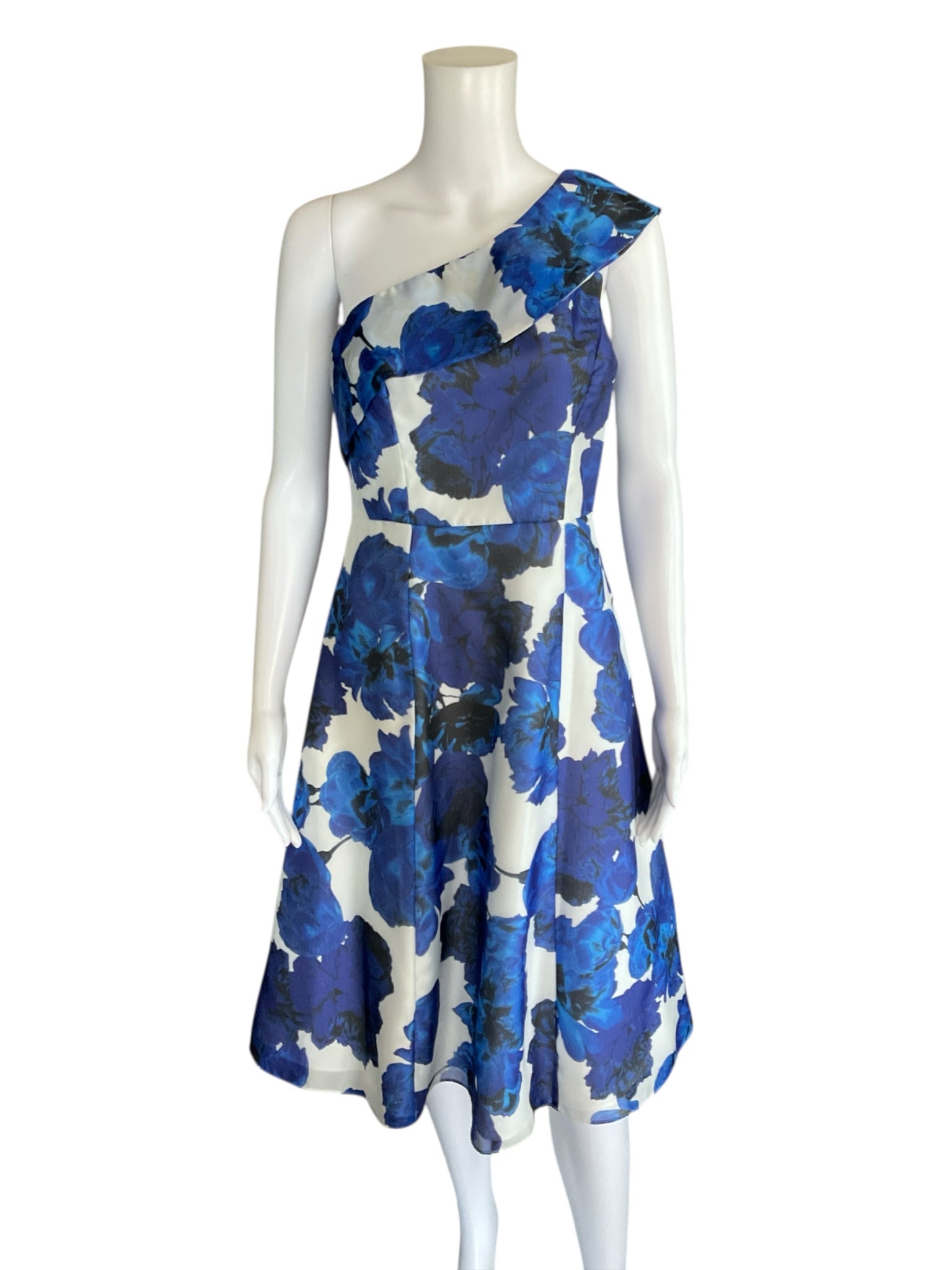 Adrianna Papell Blue/White Floral Pre-Owned Ladies Dress - Size 4