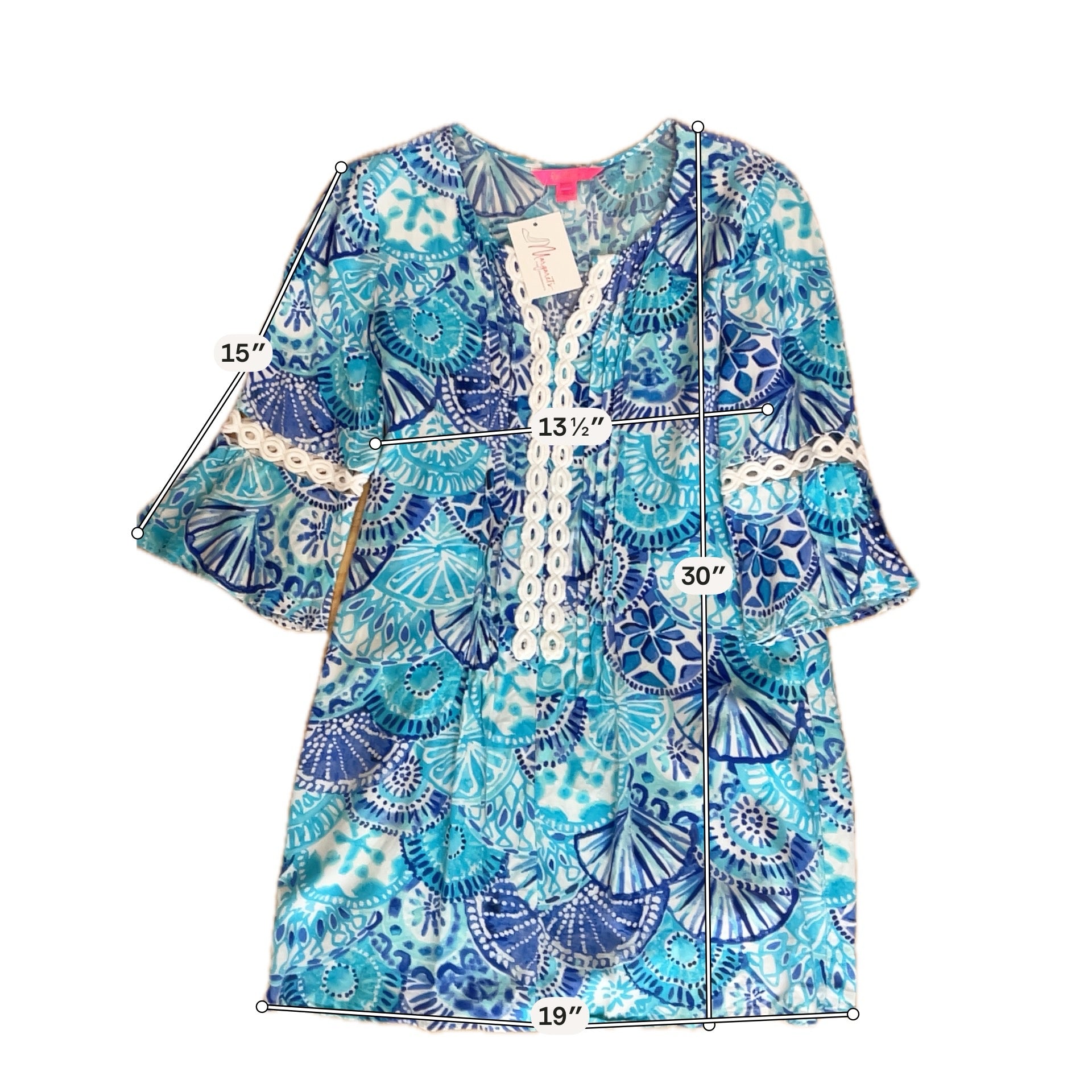 Lilly Pulitzer Nele Tunic Top Blue Ibiza Gimme Some Mo Print Size XS