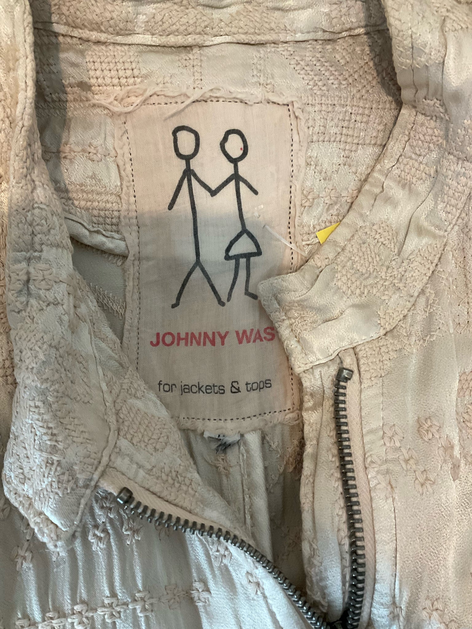 Johnny Was Giana Textured Embroidered Utility Jacket Cream Size Medium