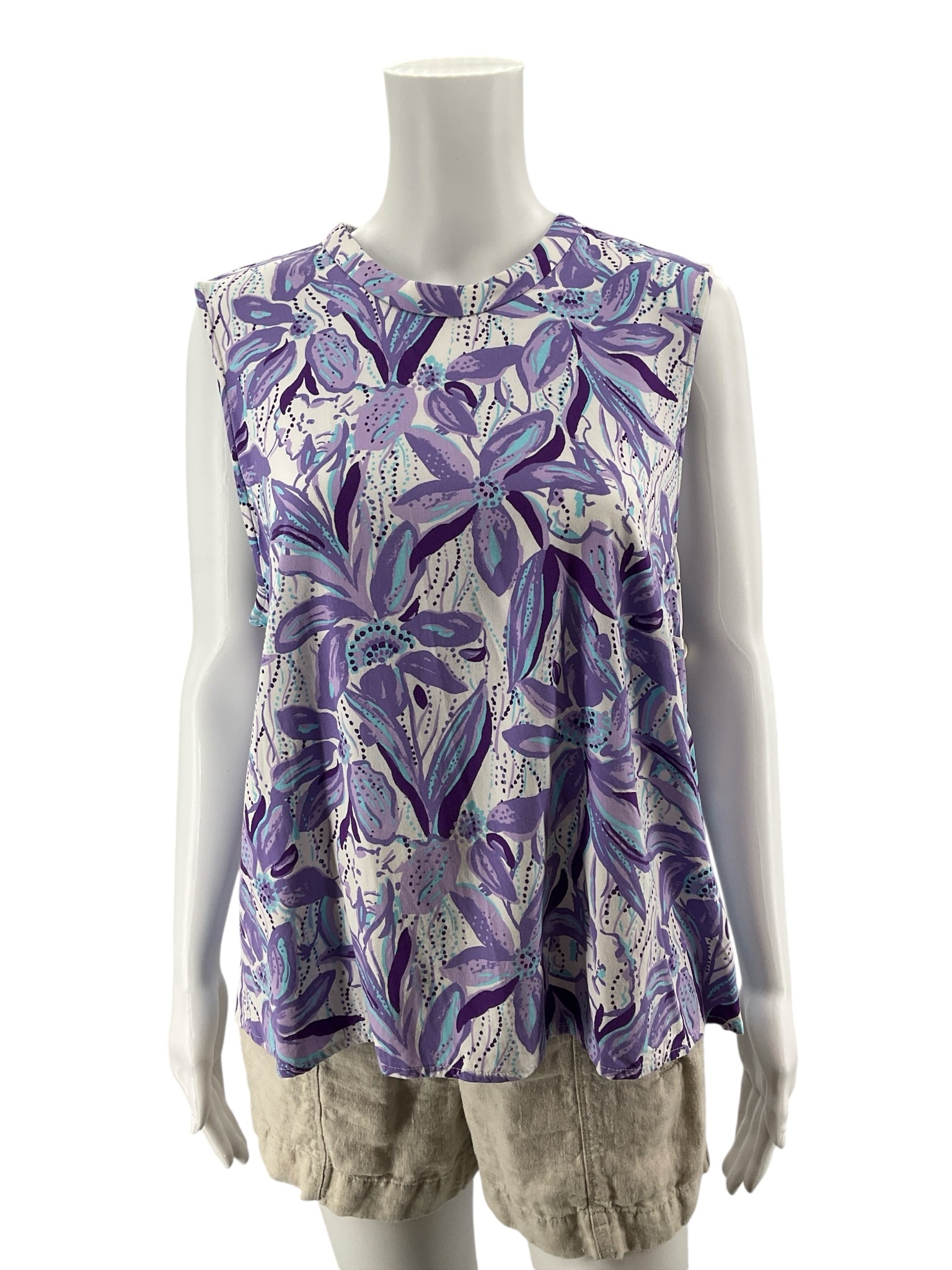 Lilly Pulitzer Nevie Top Orchid Oasis Floral Sleeveless Blouse XL