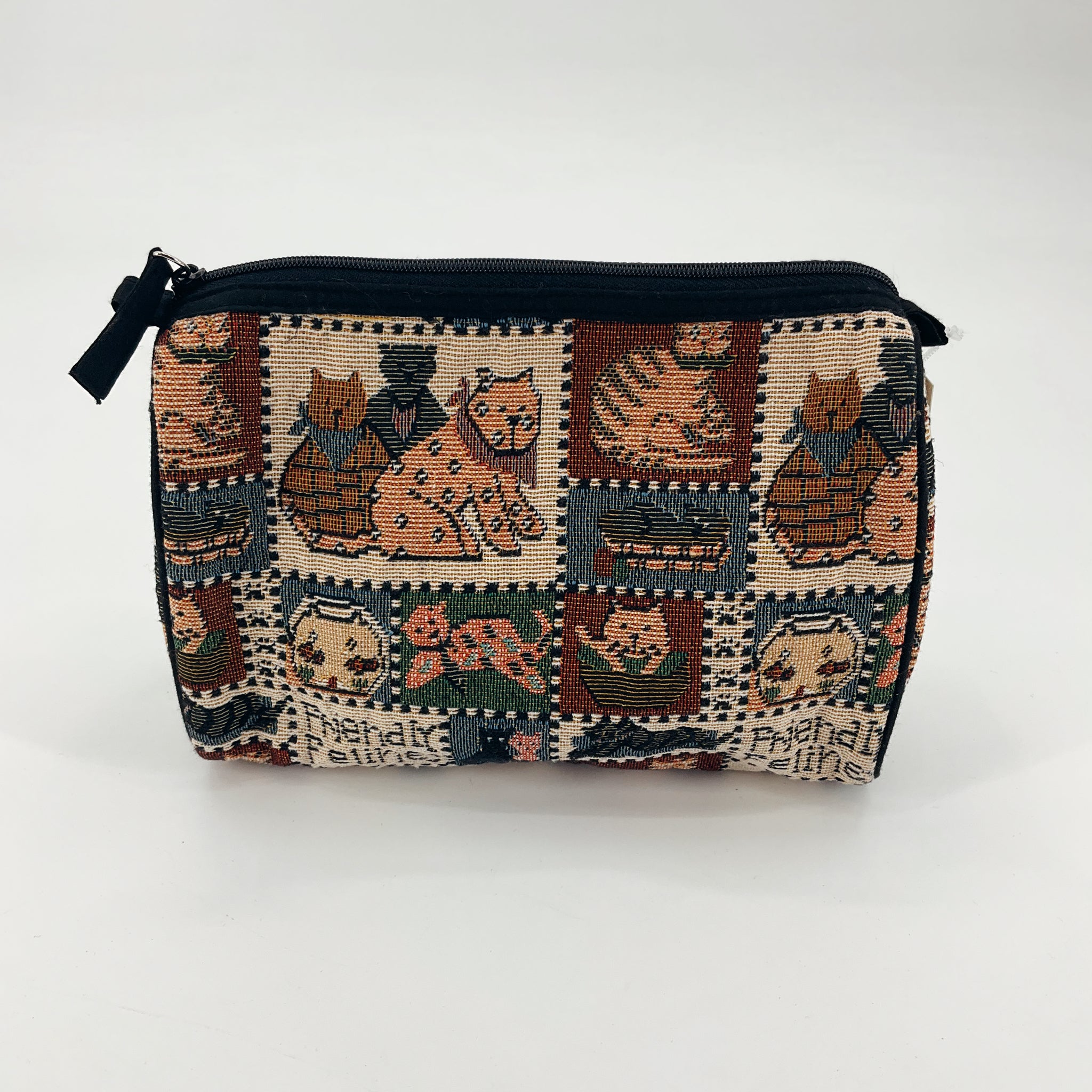 No Brand Brown/Blue Cat Makeup Bag