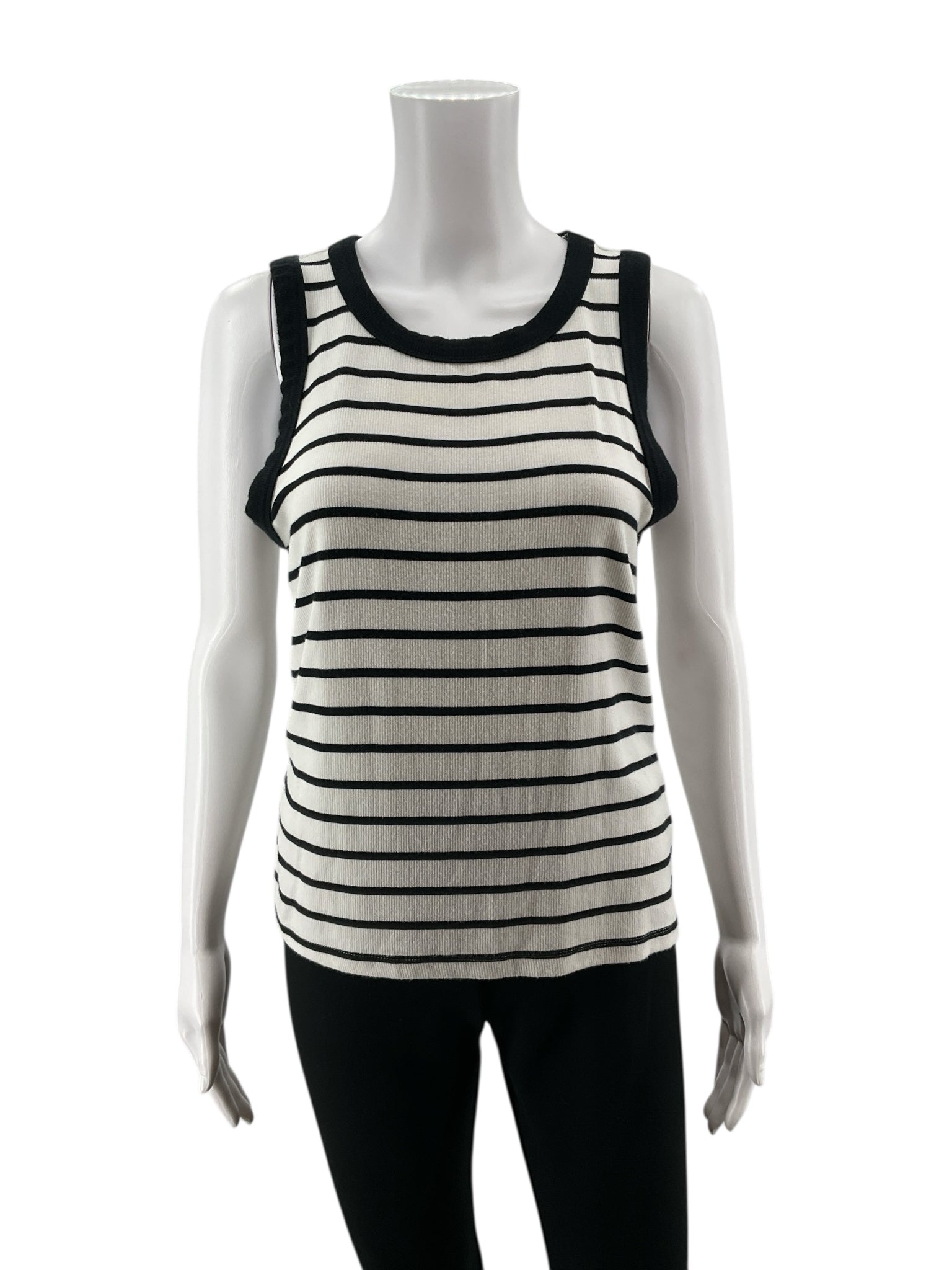 Evereve black/white Sleeveless Eliana Black & White Striped Sleeveless Tank Top Size Medium - Size M