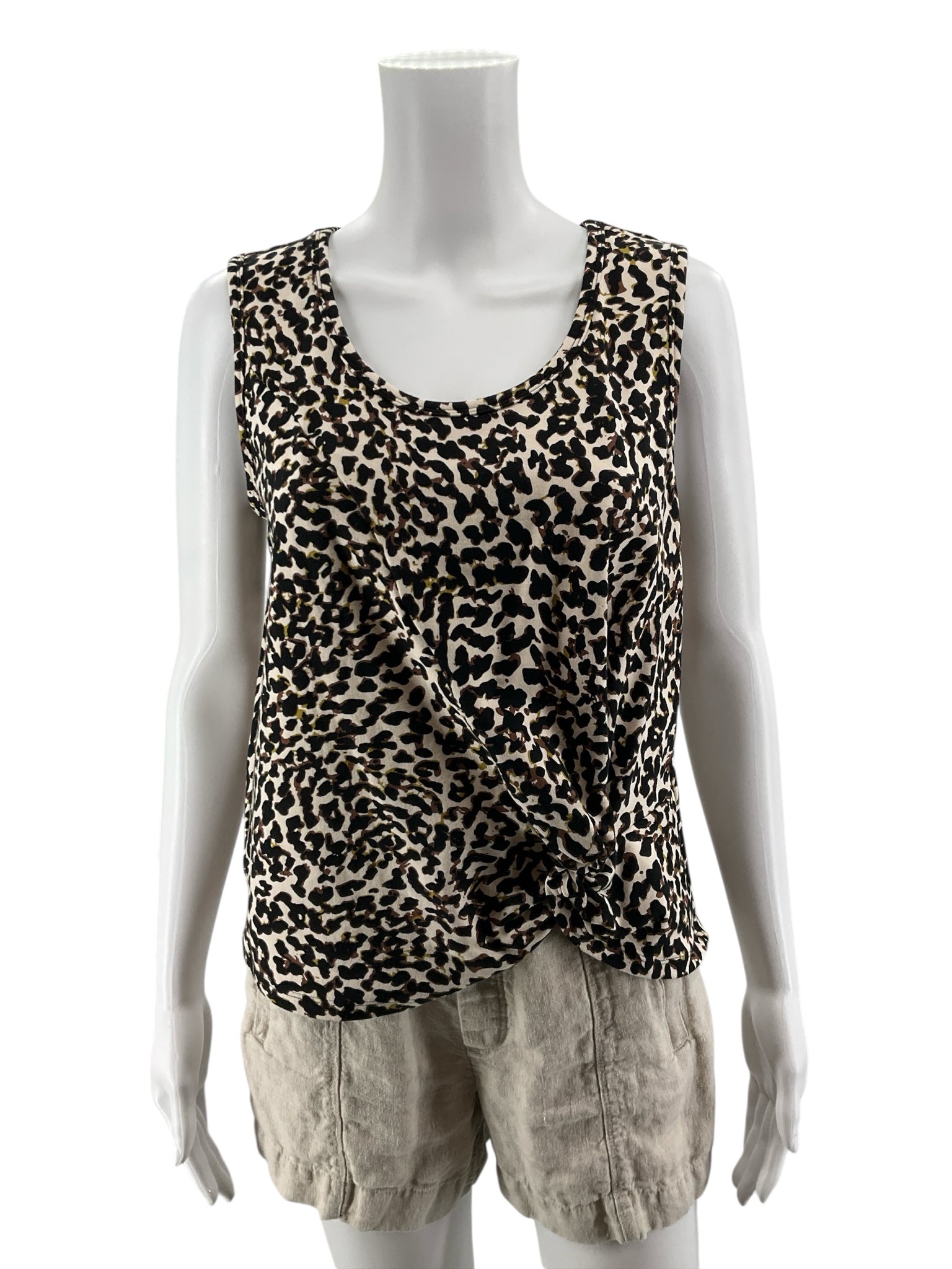 cabi Twist Tank Top Dapple Animal Print Brown Black Sleeveless Size Small