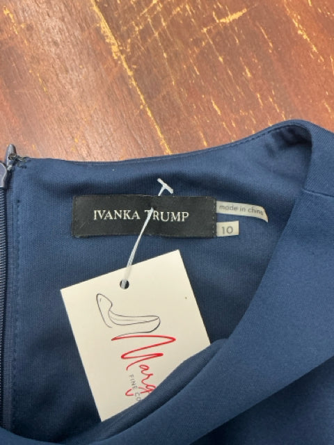 Ivanka Trump Navy Blue Textured Ruched Sheath Dress Size 10 - ONLINE ONLY