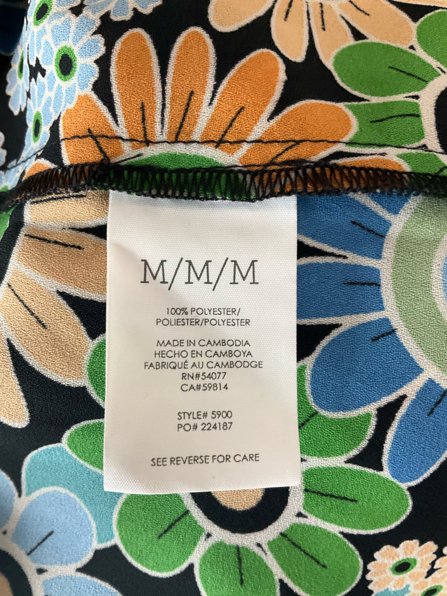 cabi blue/orange/green Peplum Heirloom Blouse Retro Floral Peplum V-Neck Top Size Medium - Size M
