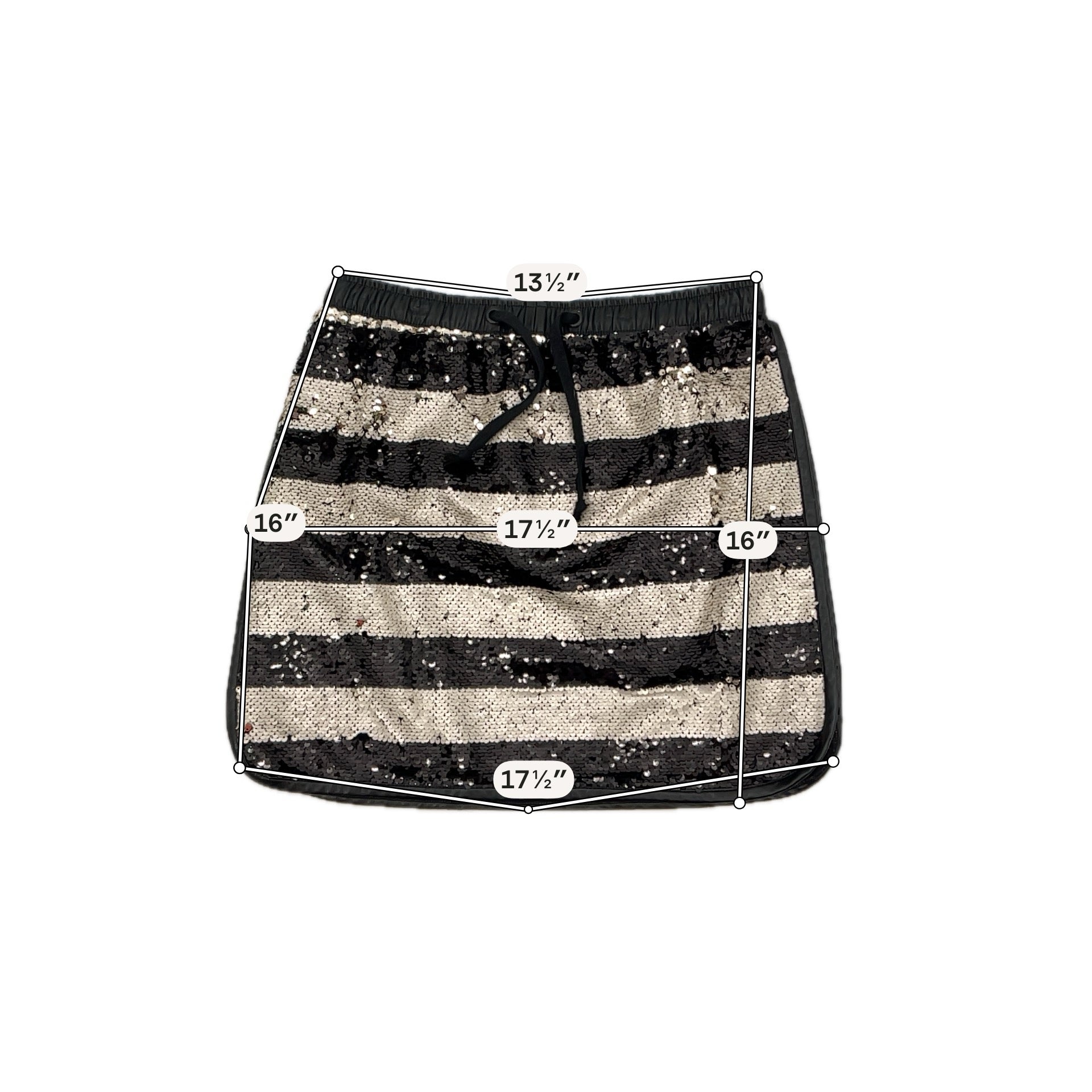 Gianni Bini black/white Skirt Sequin Stripe Mini Skirt Faux Leather Trim Black & Silver Size Medium - Size M