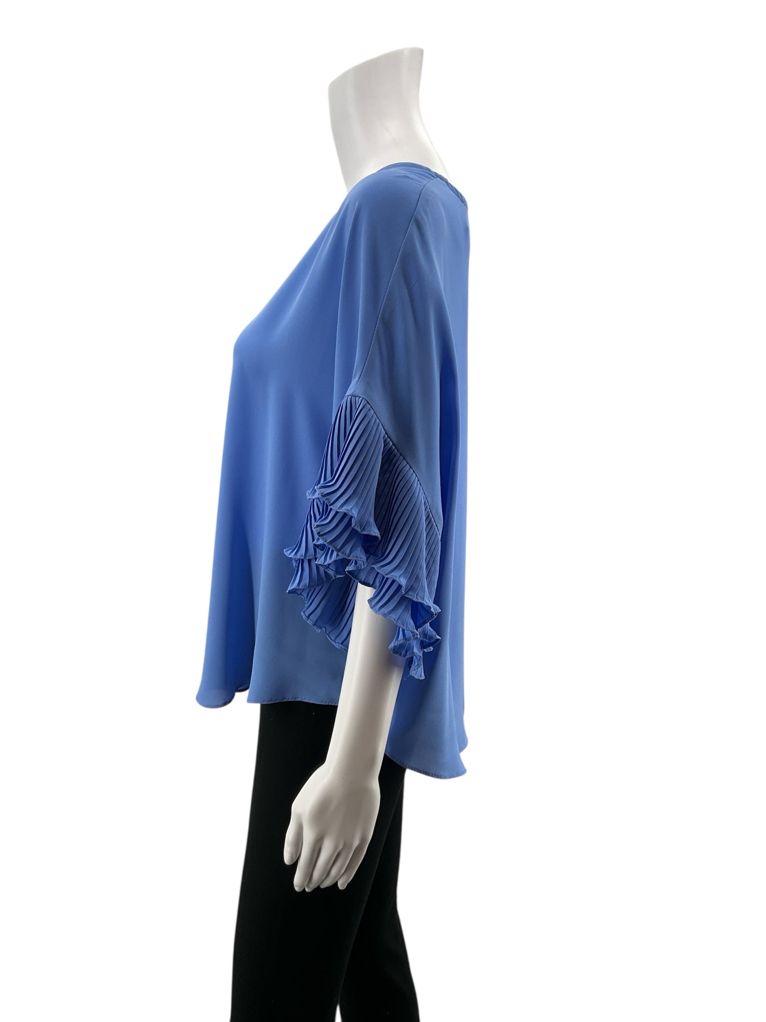 Joseph Ribkoff Periwinkle Blue Tiered Flutter Sleeve Blouse Size 8