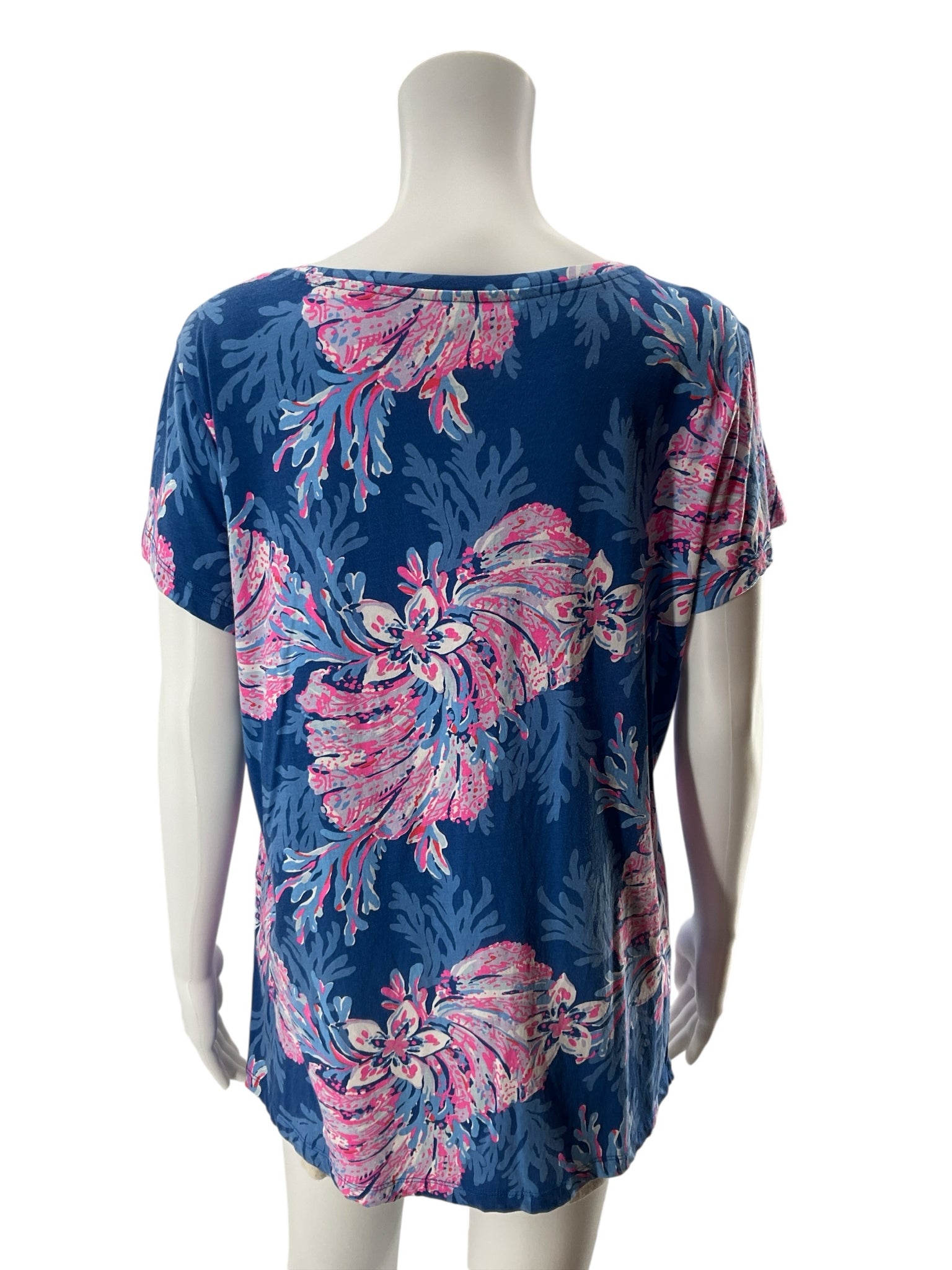 Lilly Pulitzer Michele V-Neck Top Floral Print Size Large
