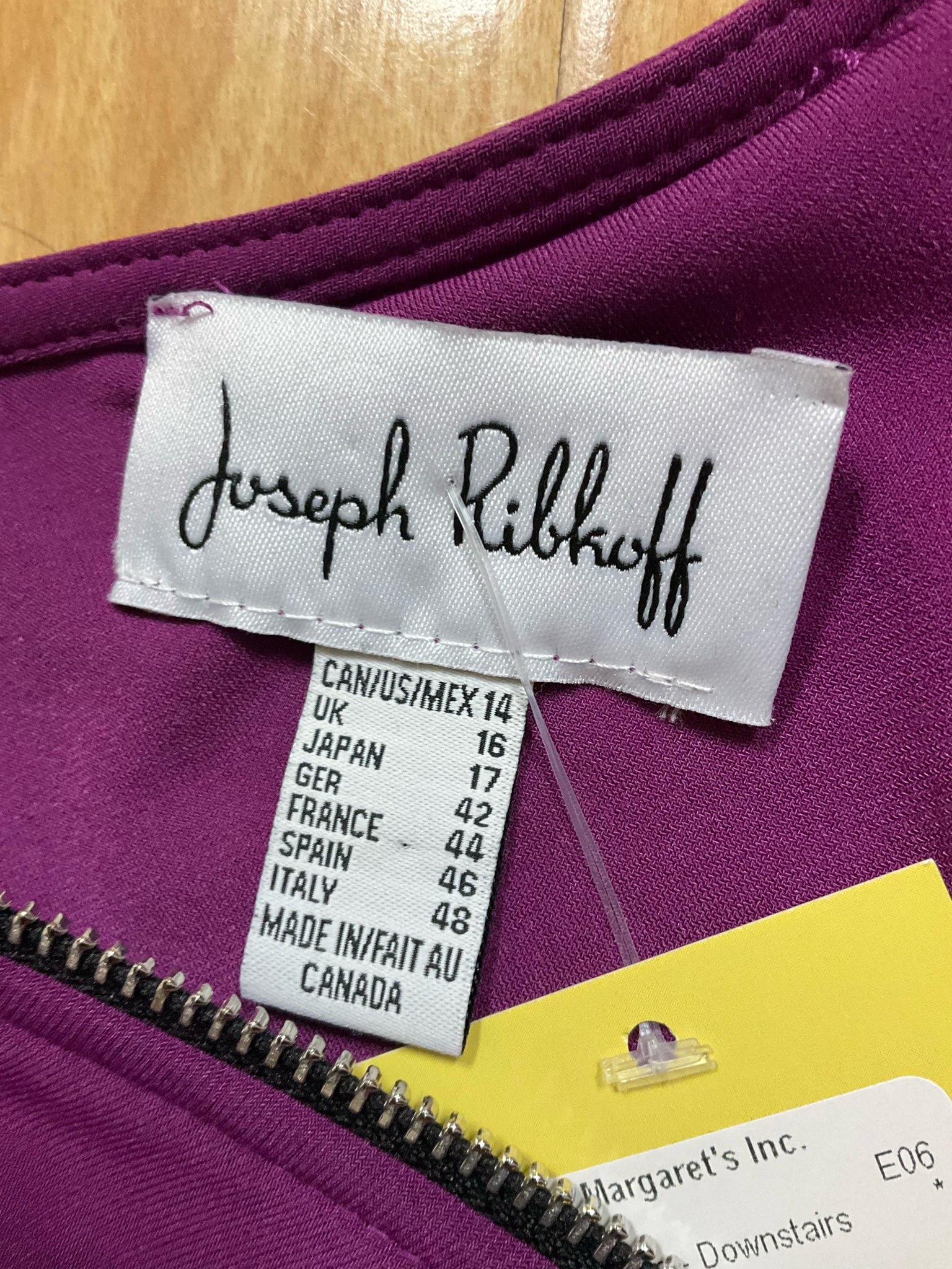 Joseph Ribkoff Asymmetrical Tassel Zipper Tunic Top Fuchsia Purple Size 14
