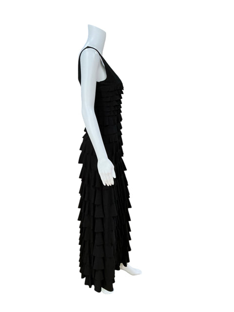 STYLE by Hélène Lagier Black Tiered Ruffle Maxi Dress Size XS- ONLINE ONLY