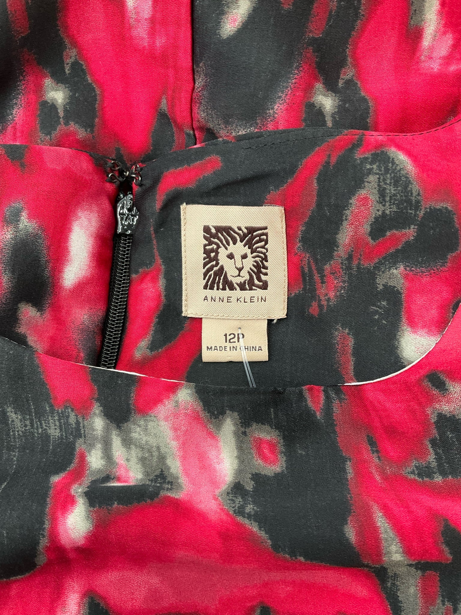 Anne Klein Pink/Black Print Pre-Owned Ladies Dress - Size 12 Petite