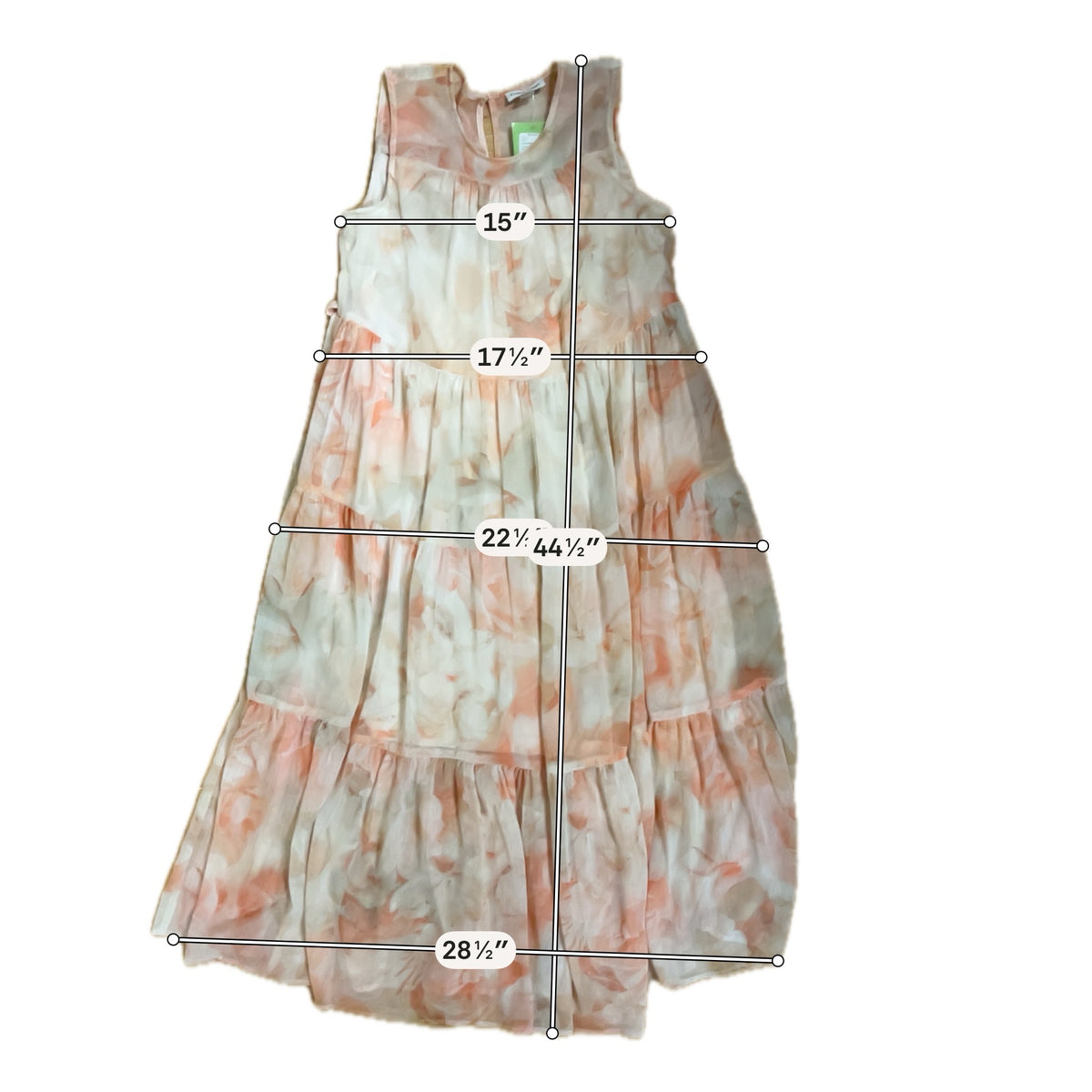 Calvin Klein Peach Floral Tiered Chiffon Midi Dress | Size 4 - ONLINE ONLY