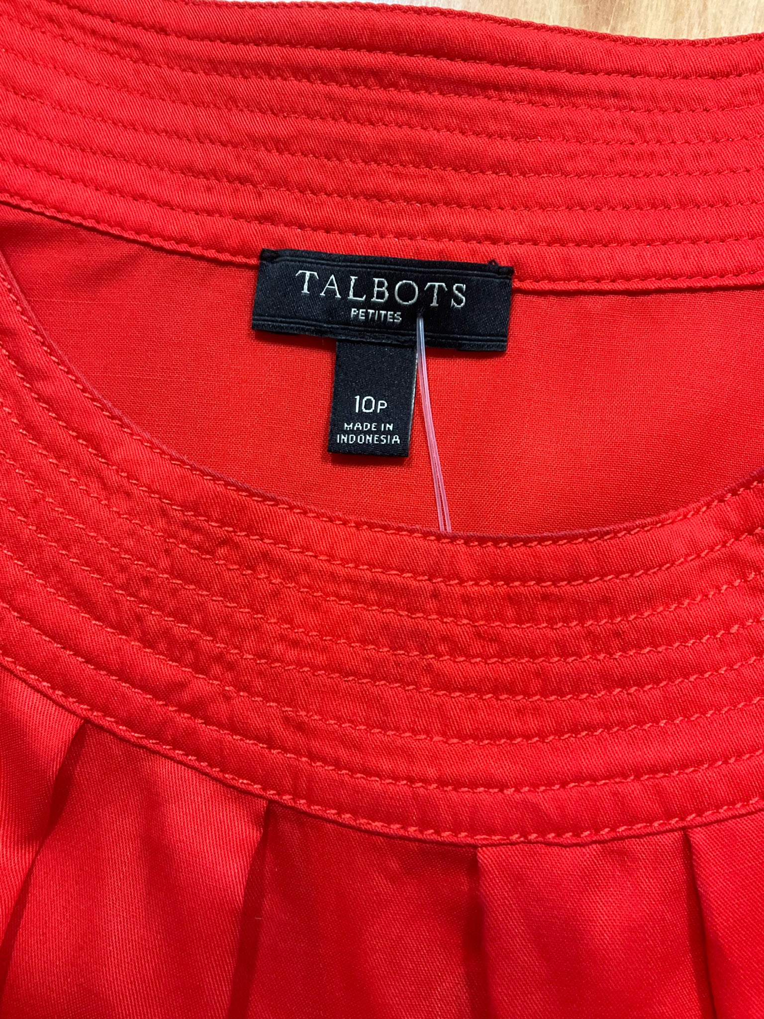 Talbots Petites Orange Tencel Blouse Size 10P Button Shoulder Roll-Tab Sleeve Top