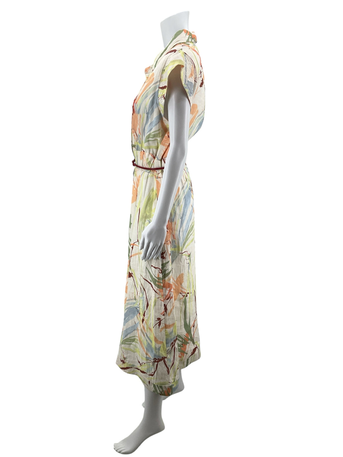 Never A Wallflower Floral Linen Midi Shirt Dress Size Medium - ONLINE ONLY