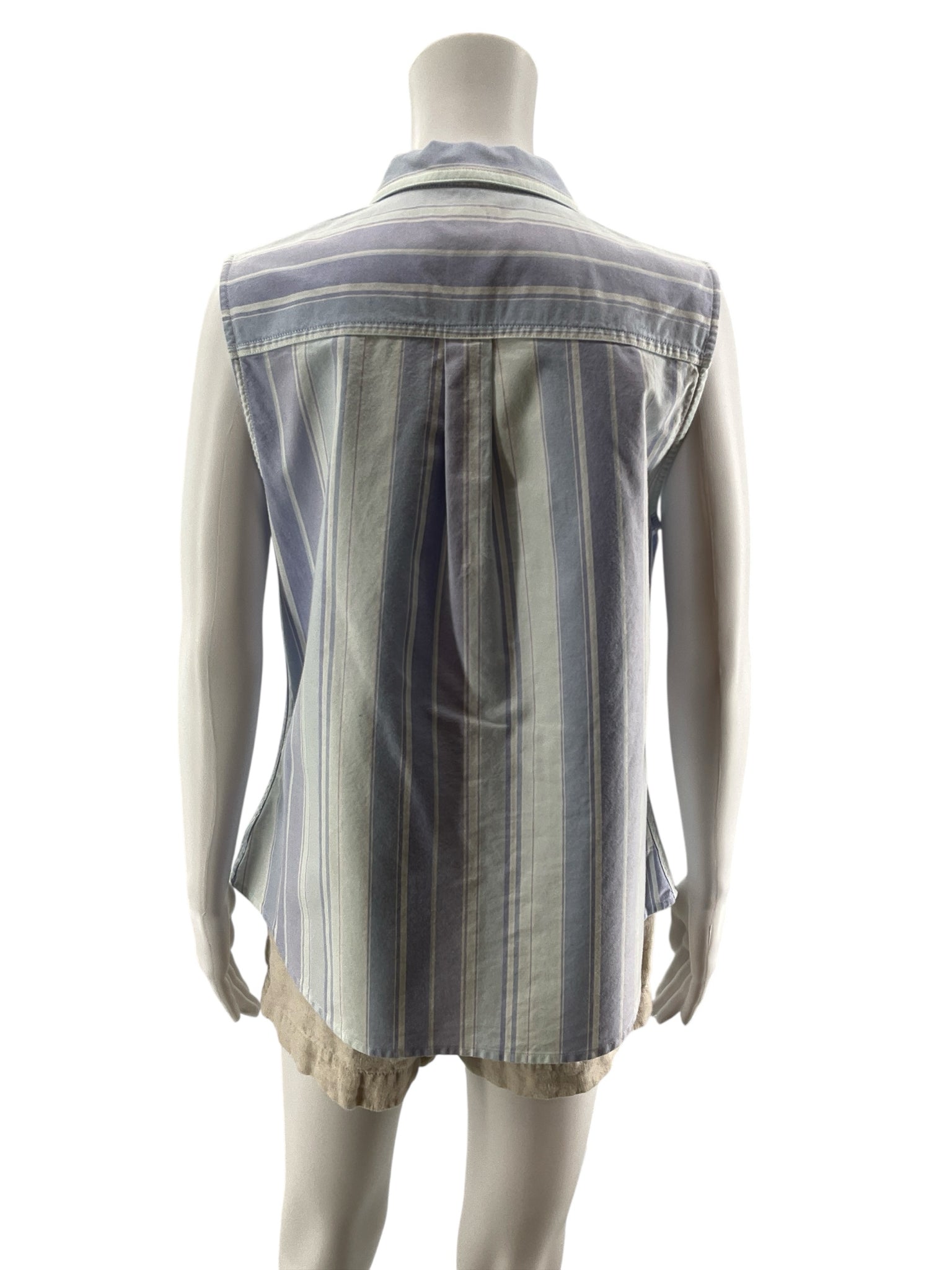 L.L.Bean Striped Sleeveless Button-Down Cotton Shirt | Women&