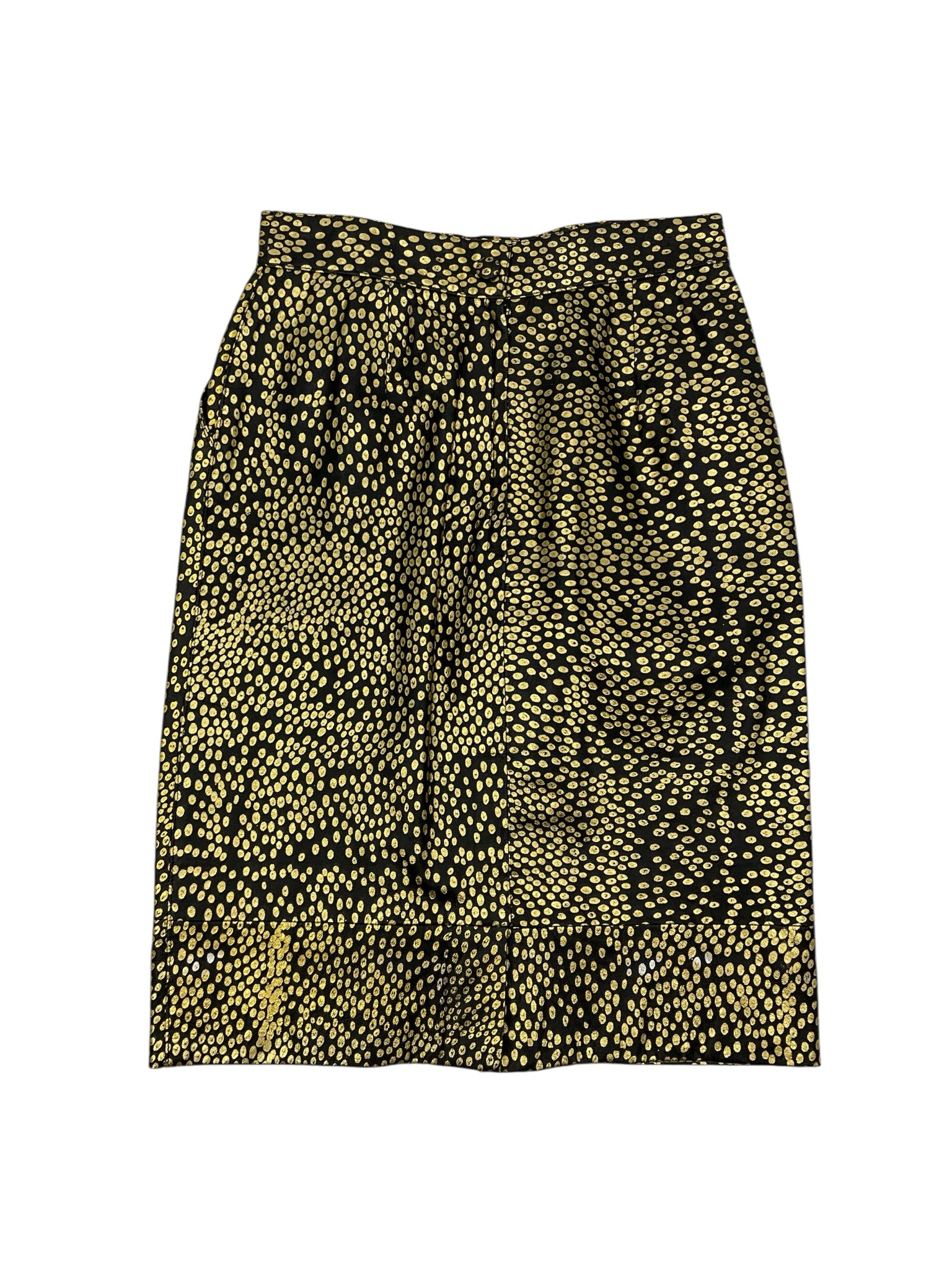 D.R. Jordan Black/Gold Skirt DR Jordan Vintage Black Leather Skirt Gold Foil Polka Dot Size 6 - Size 6
