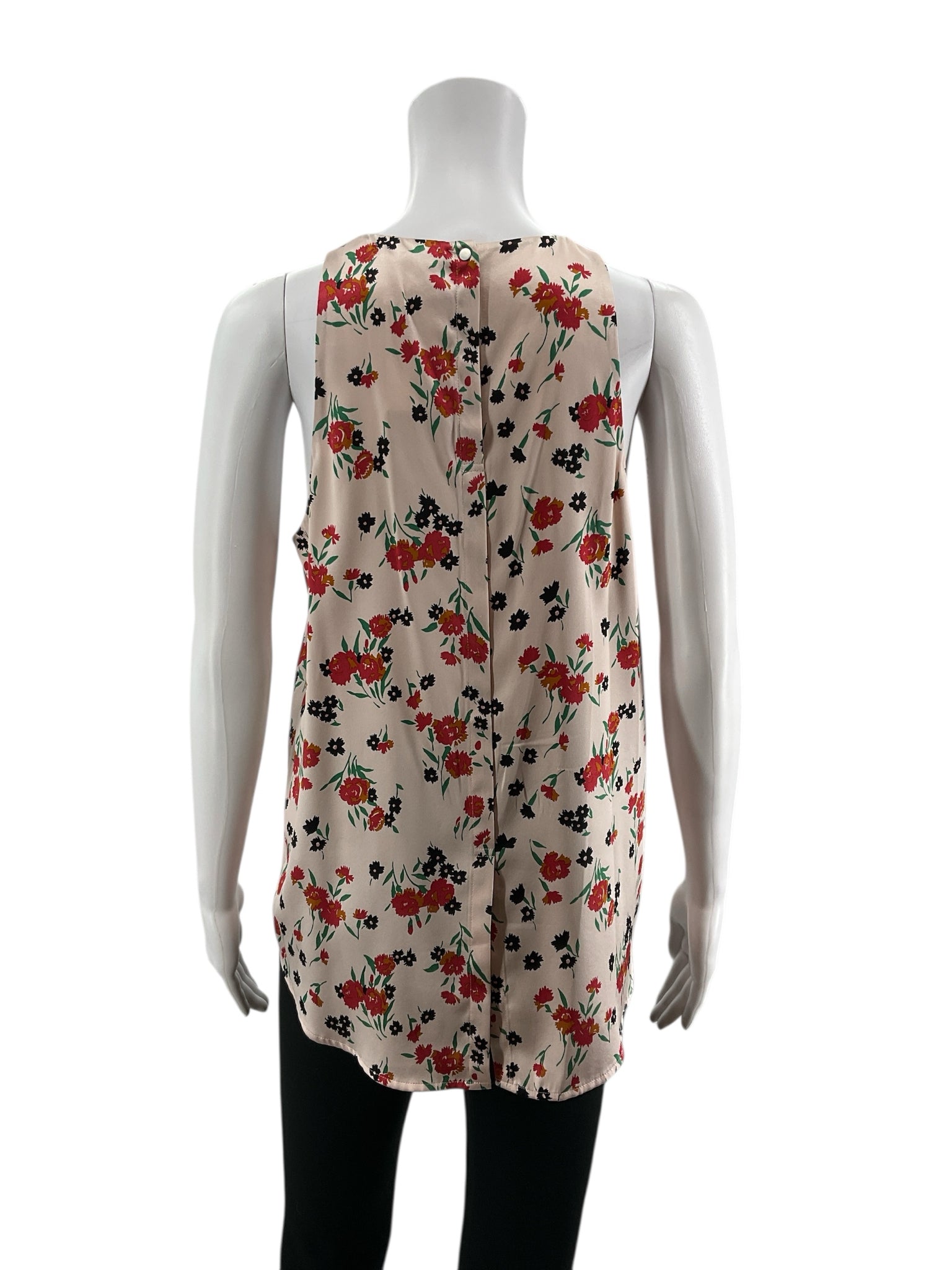 A.L.C. blush/red/black Sleeveless Kati Silk Floral Print Sleeveless Blouse Top Size 8 - Size 8