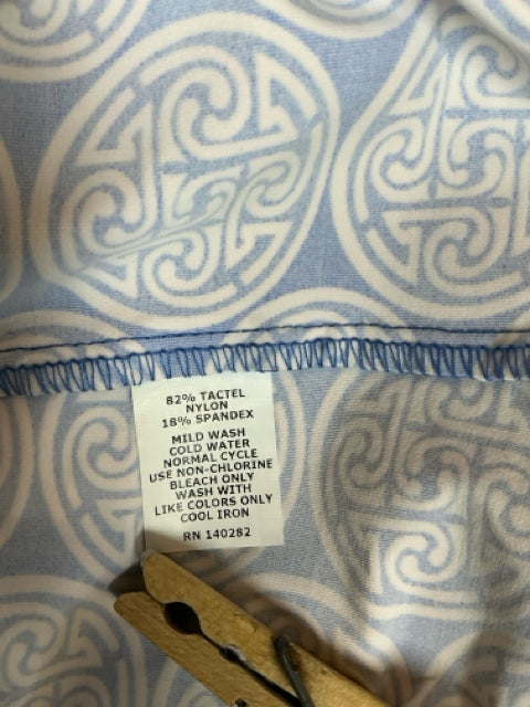 Katherine Way Amalfi Medallion Print Dress Blue White 3/4 Sleeve XL