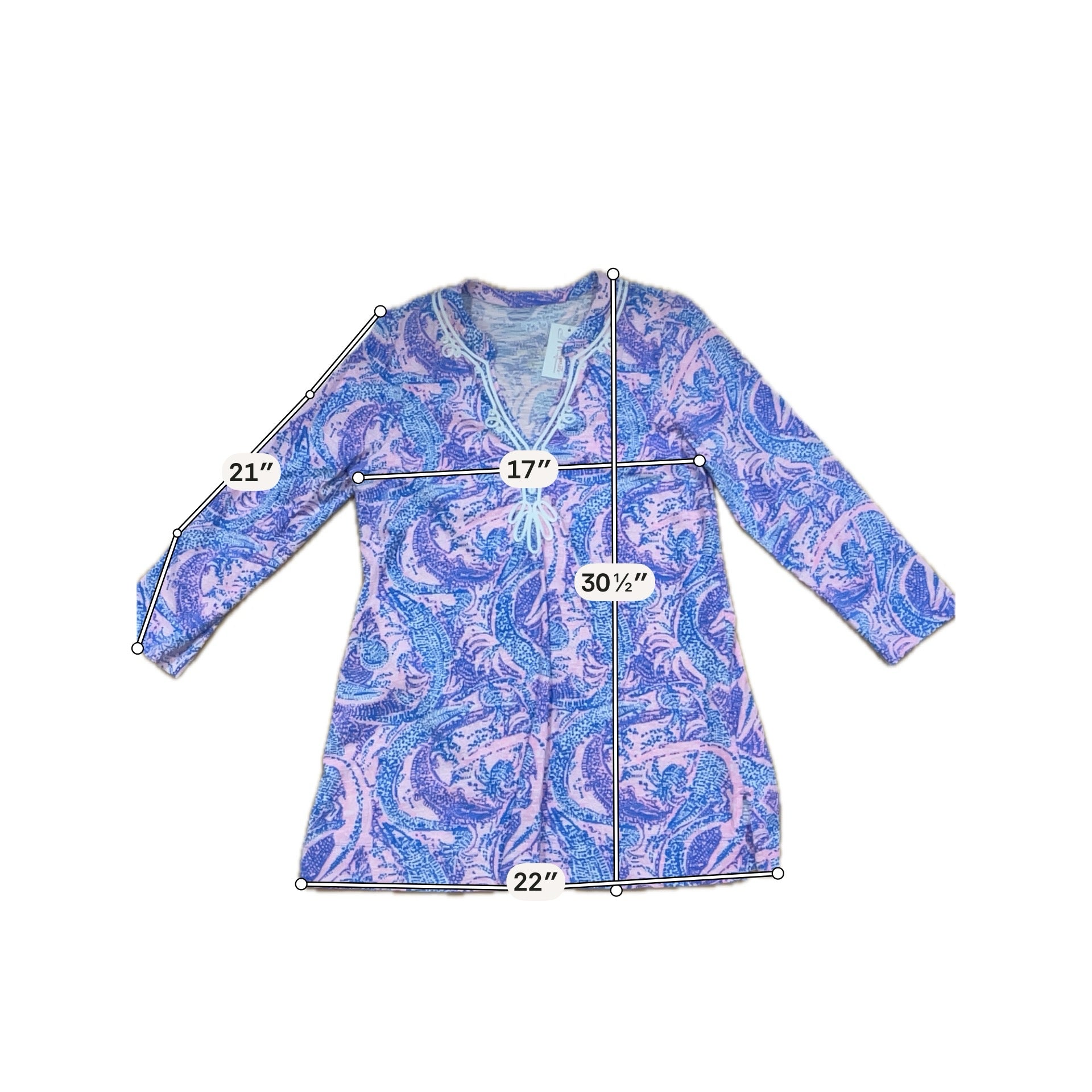 Lilly Pulitzer Nevie Top in Bennet Blue Get Trunky Print Size Large