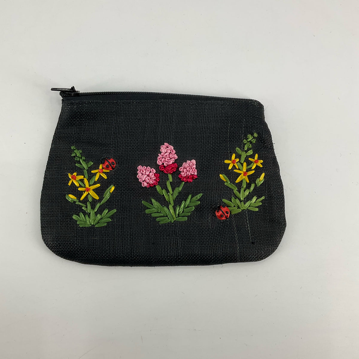 Rage & Couture Artisan Hand-Embroidered Floral Ladybug Pouch Clutch