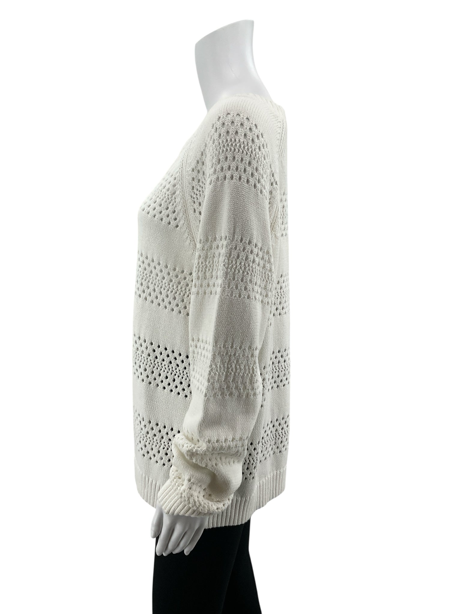 Talbots NWT Textured Open-Knit 100% Cotton Sweater White XL