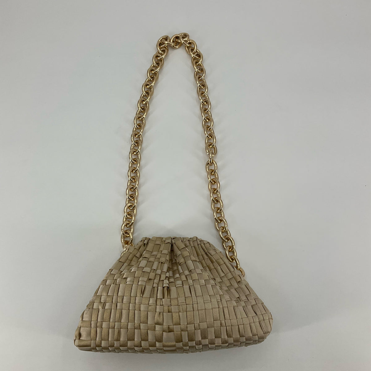 Maria LaRosa Game Woven Crossbody Clutch Bag with Gold Chain