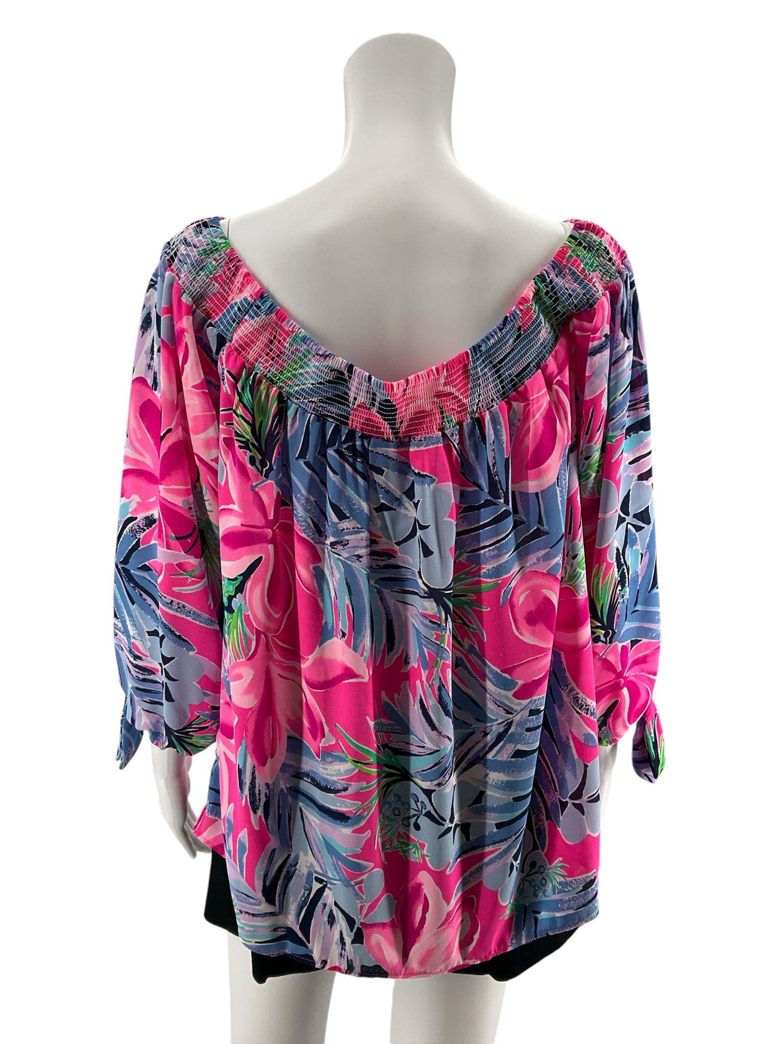 Lilly Pulitzer Nevie Off The Shoulder Top Macaw Blue Big Flirt Size Large