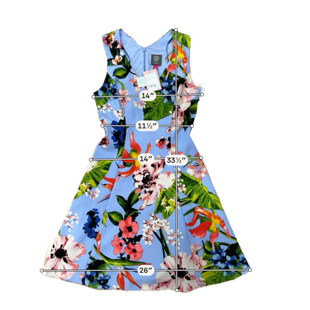 Vince Camuto lavender/coral/green Sleeveless Lavender/Coral/Green Floral Pre-Owned Ladies Dress - Size 4 - Size 4