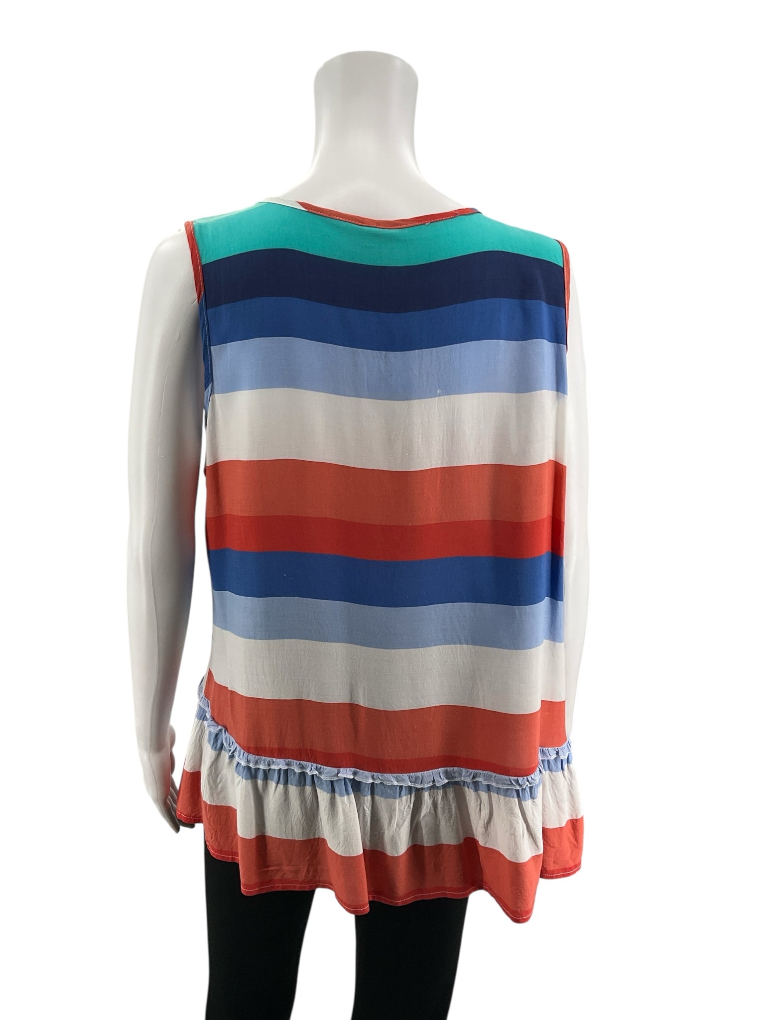 Grand & Greene Striped Ruffle Hem Tunic Top | Anthropologie Brand | Size Large - ONLINE ONLY